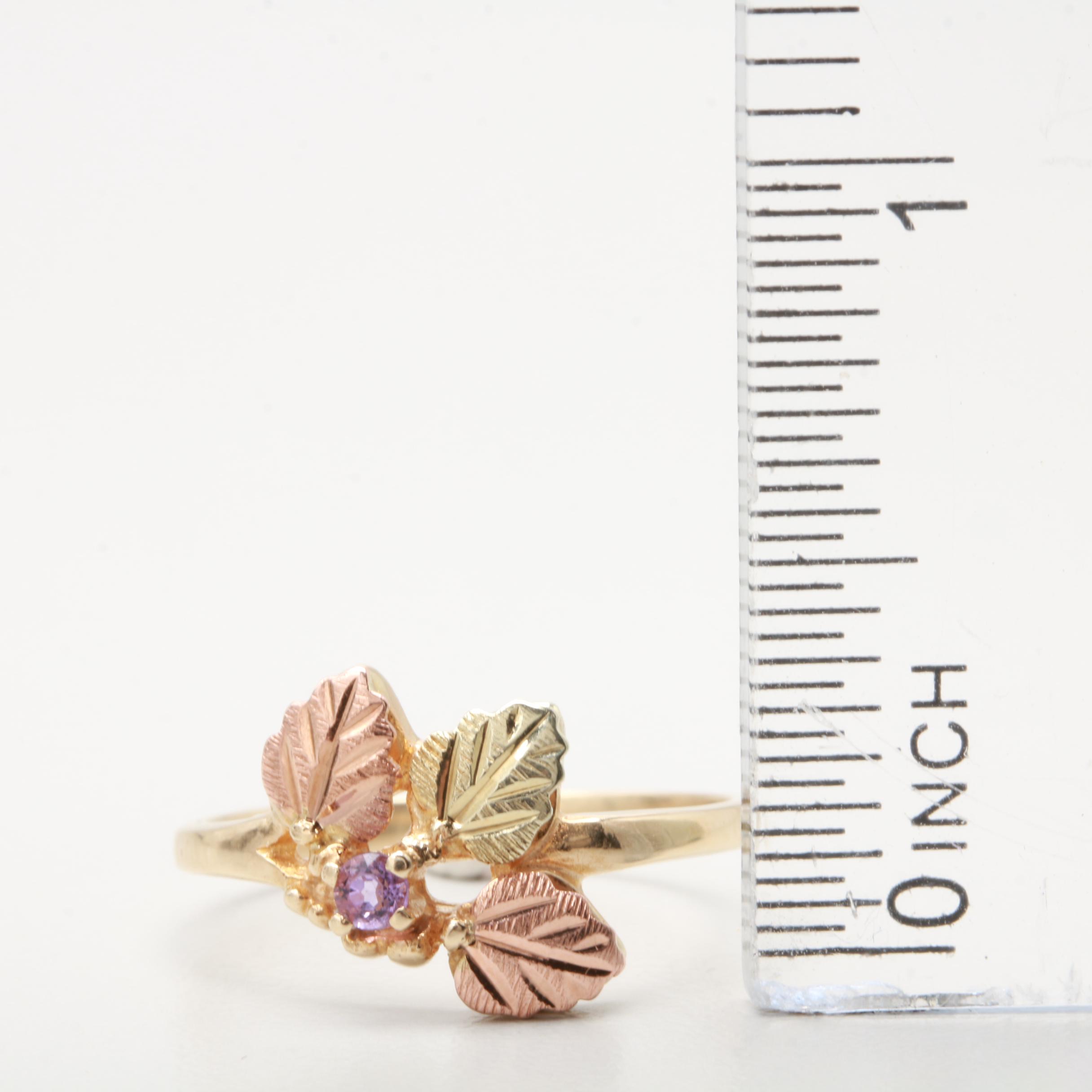 10K Yellow with Rose Gold Amethyst Ring