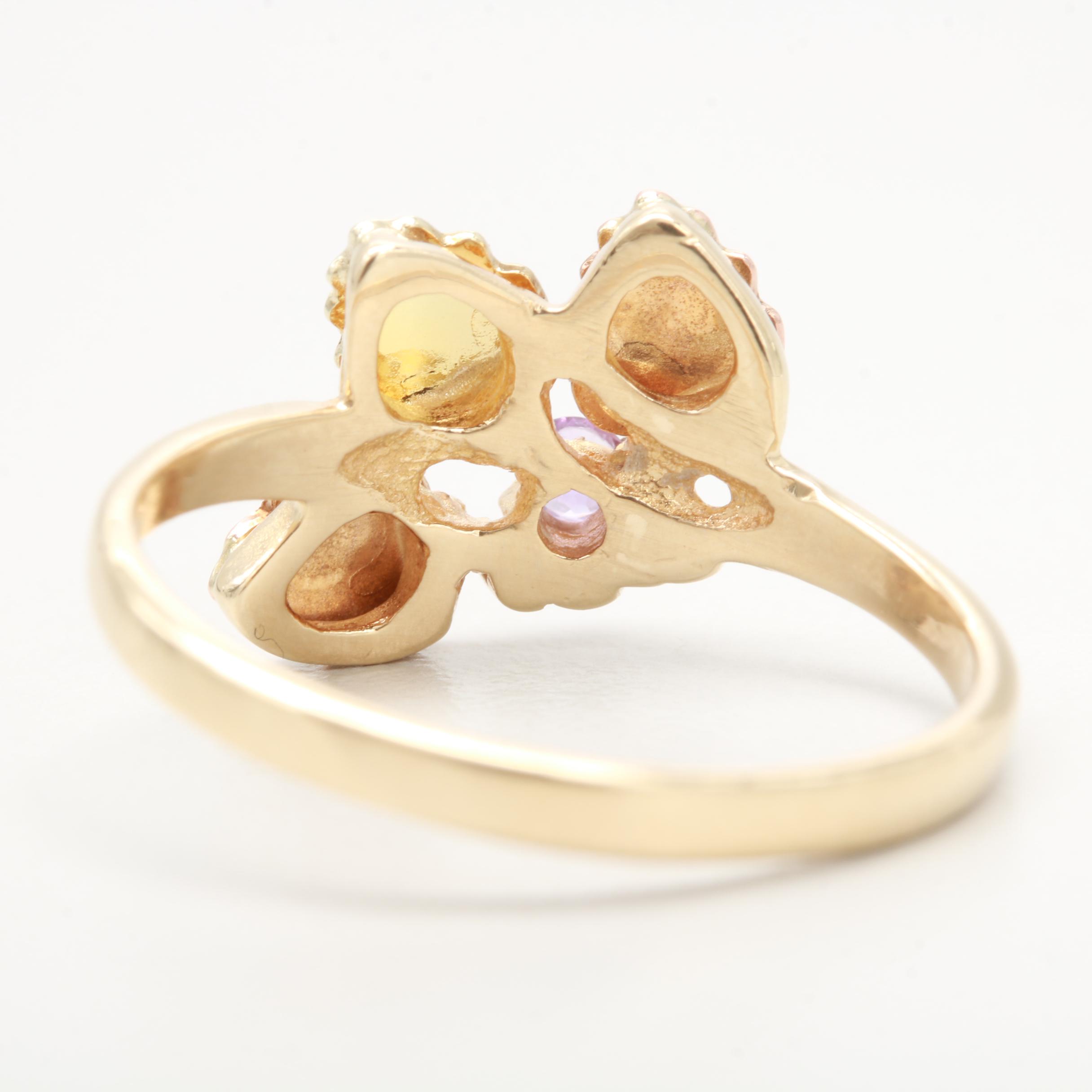10K Yellow with Rose Gold Amethyst Ring