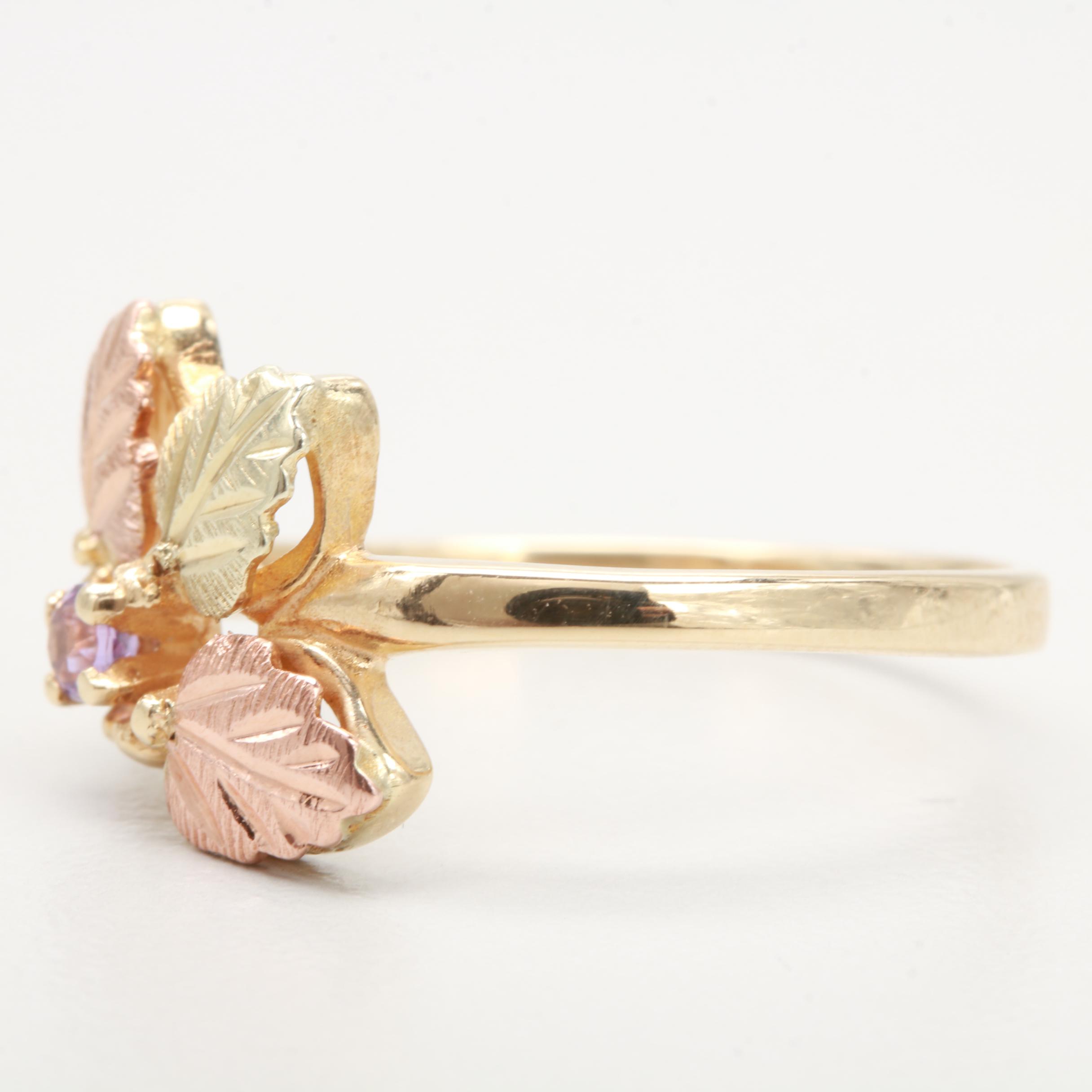 10K Yellow with Rose Gold Amethyst Ring