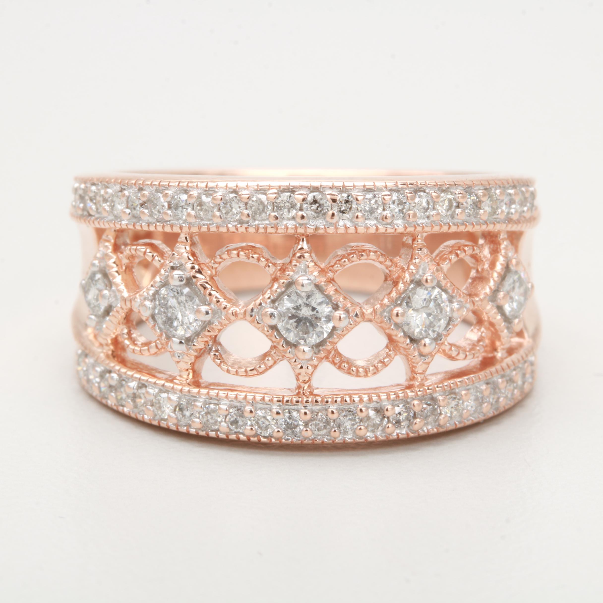 10K Rose Gold Diamond Ring