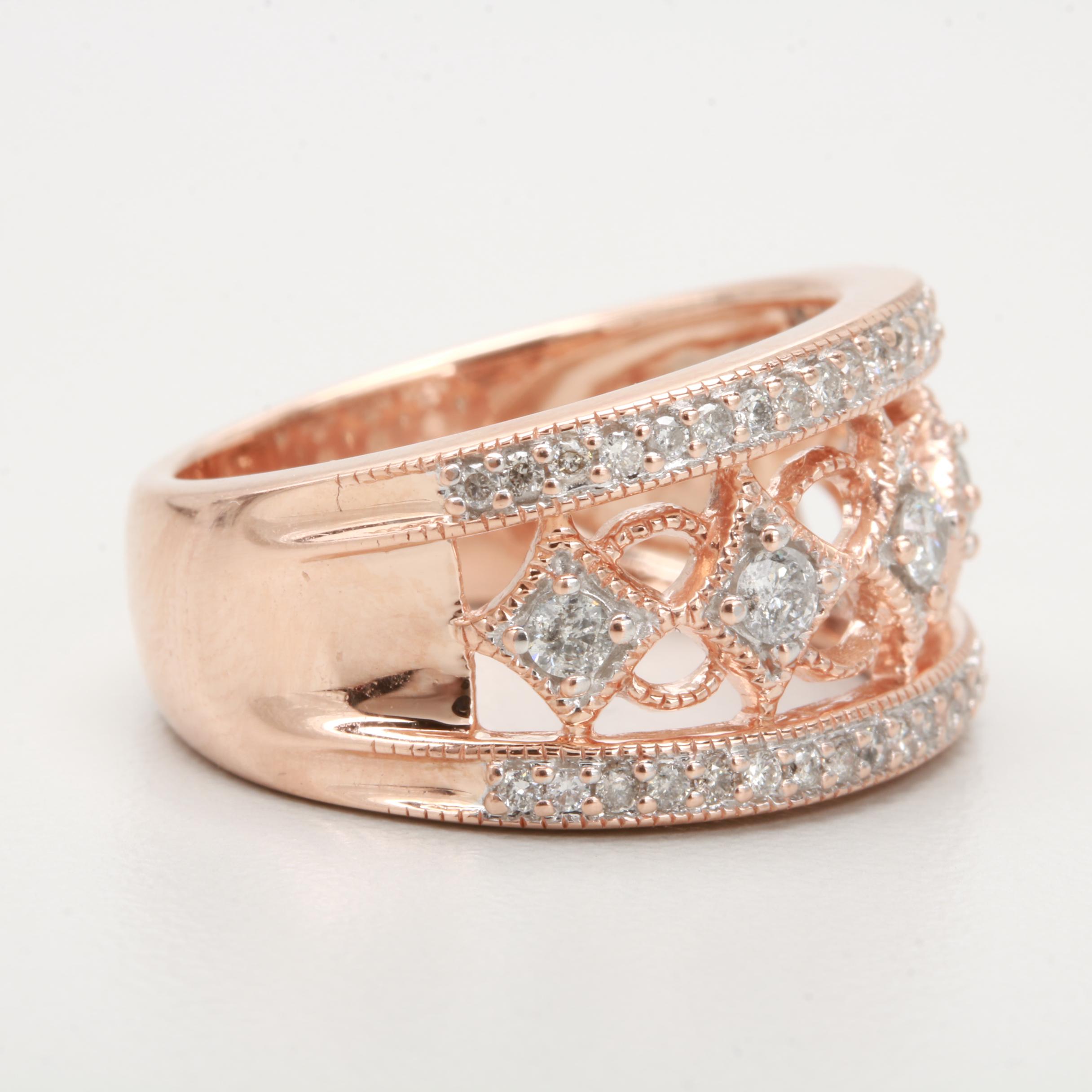 10K Rose Gold Diamond Ring