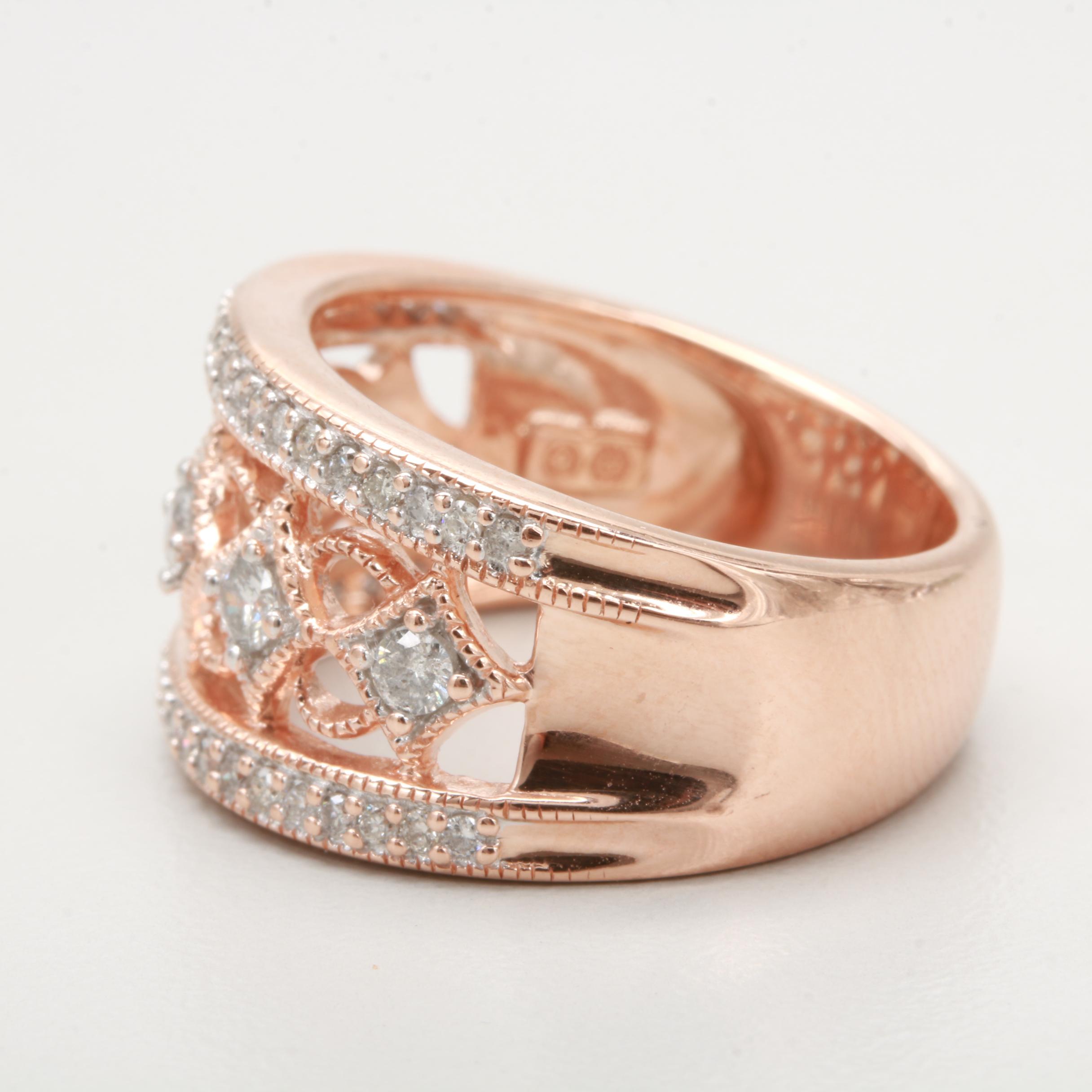 10K Rose Gold Diamond Ring
