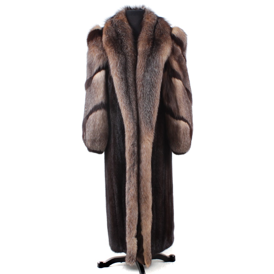 Mink and Crystal Fox Fur Full-Length Coat