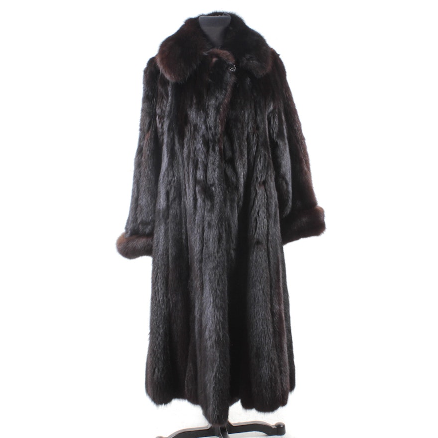Full Skin Dyed Black Sable Fur Coat