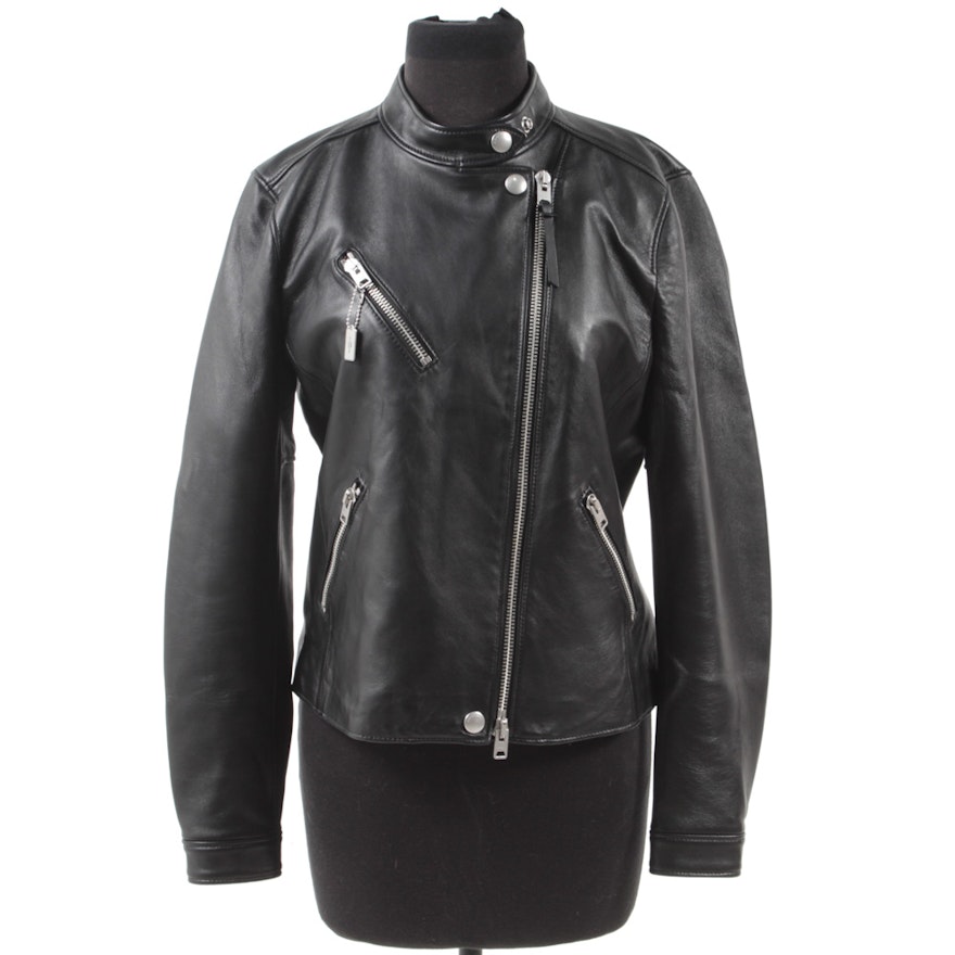 Coach New York Uptown Rider Black Leather Moto Jacket