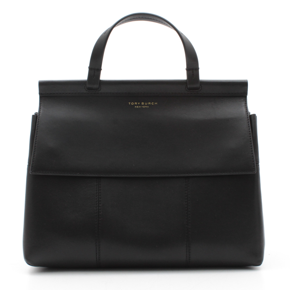 Tory Burch New York Black Leather Block-T Satchel Handbag