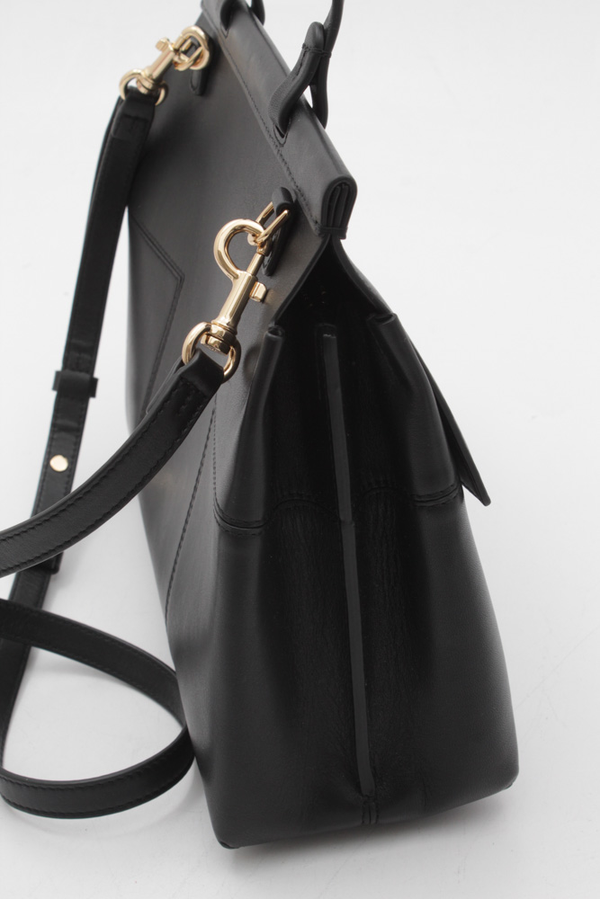 Tory Burch New York Black Leather Block-T Satchel Handbag