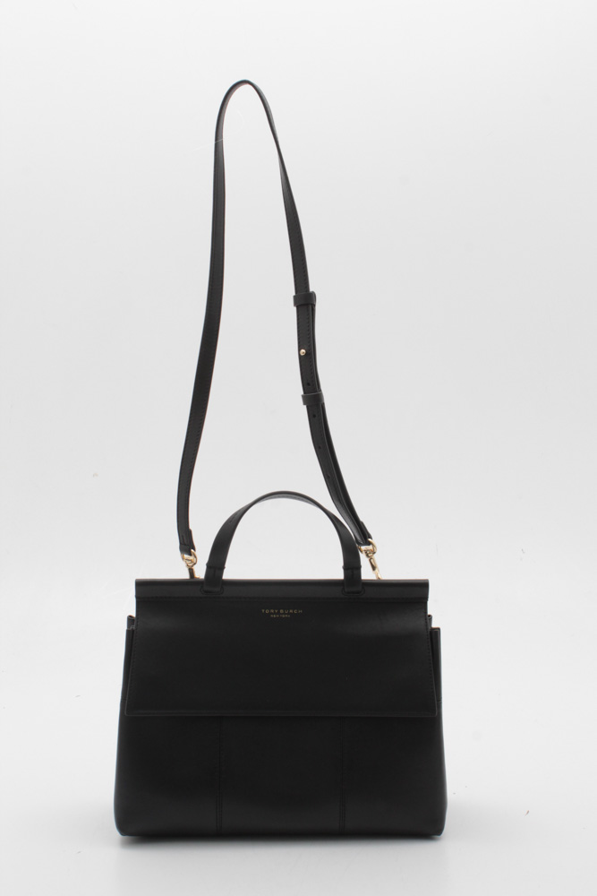 Tory Burch New York Black Leather Block-T Satchel Handbag