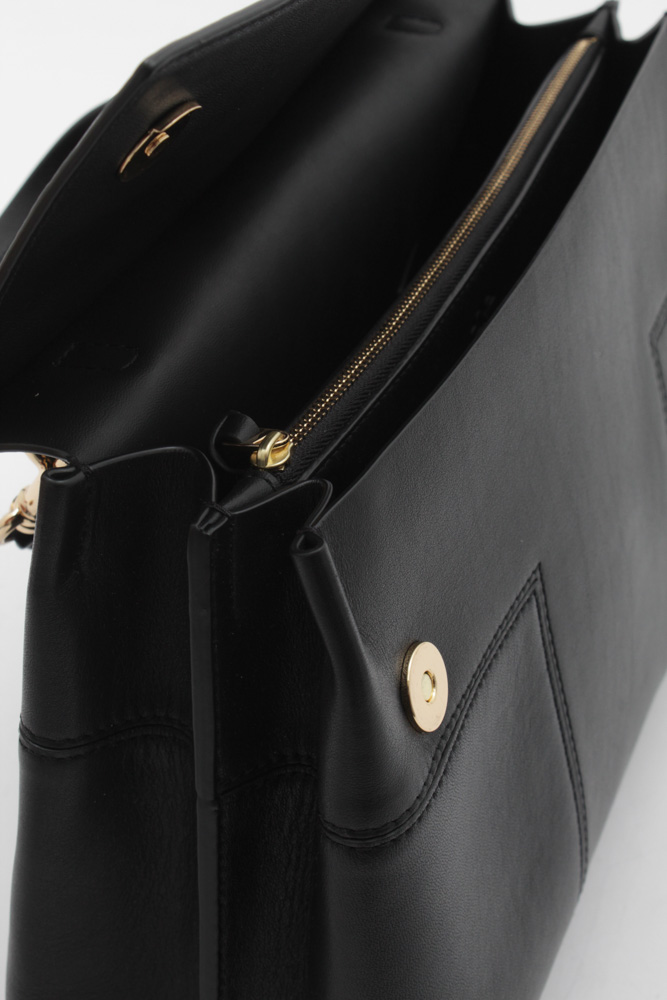 Tory Burch New York Black Leather Block-T Satchel Handbag