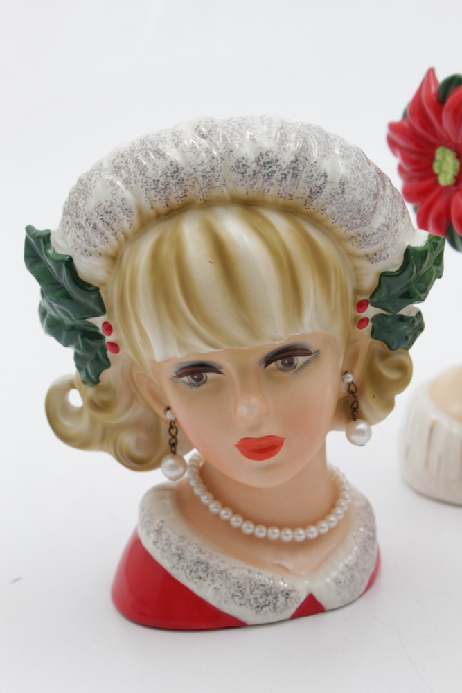 Ceramic Head Vases with Holiday Designs