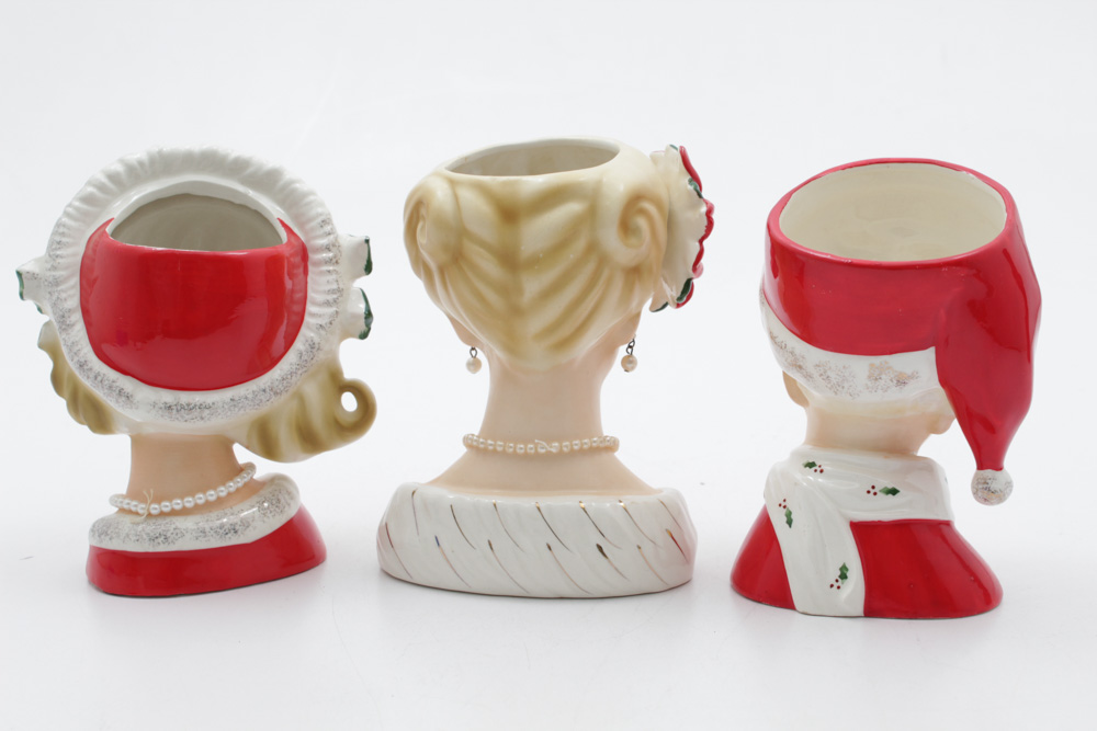 Ceramic Head Vases with Holiday Designs