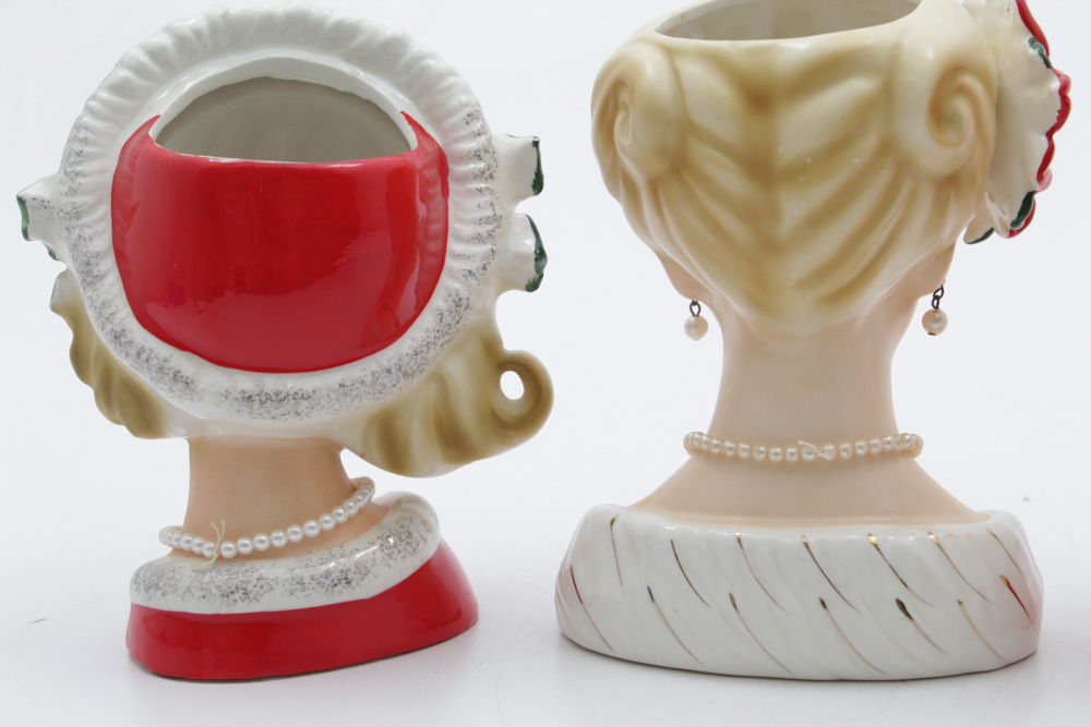 Ceramic Head Vases with Holiday Designs