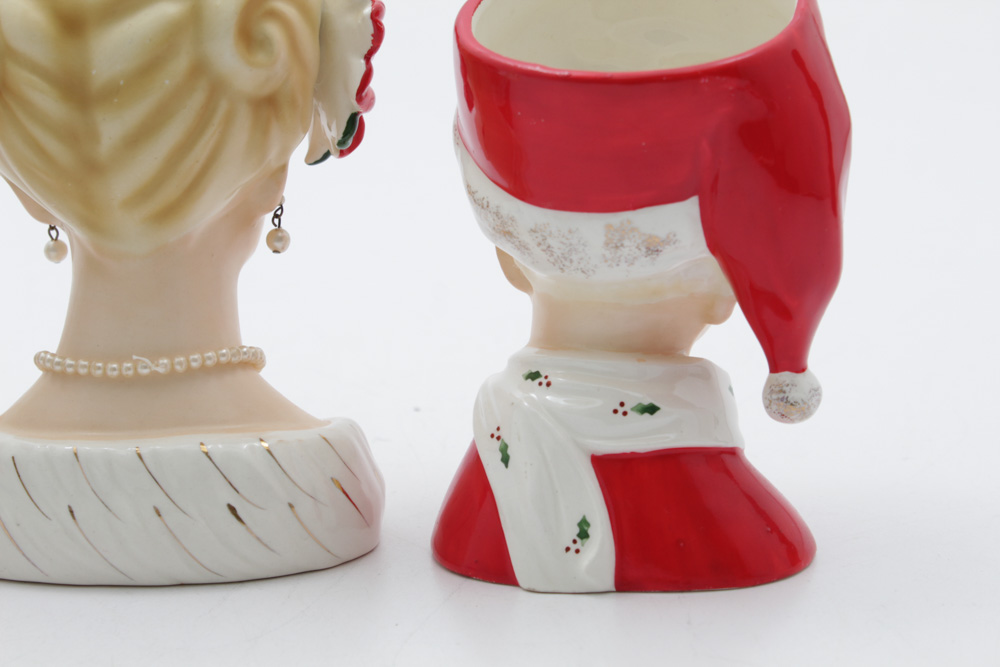 Ceramic Head Vases with Holiday Designs