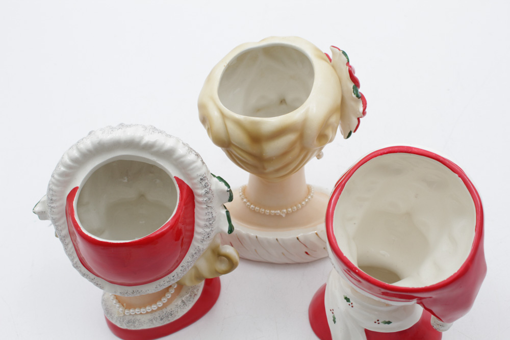 Ceramic Head Vases with Holiday Designs