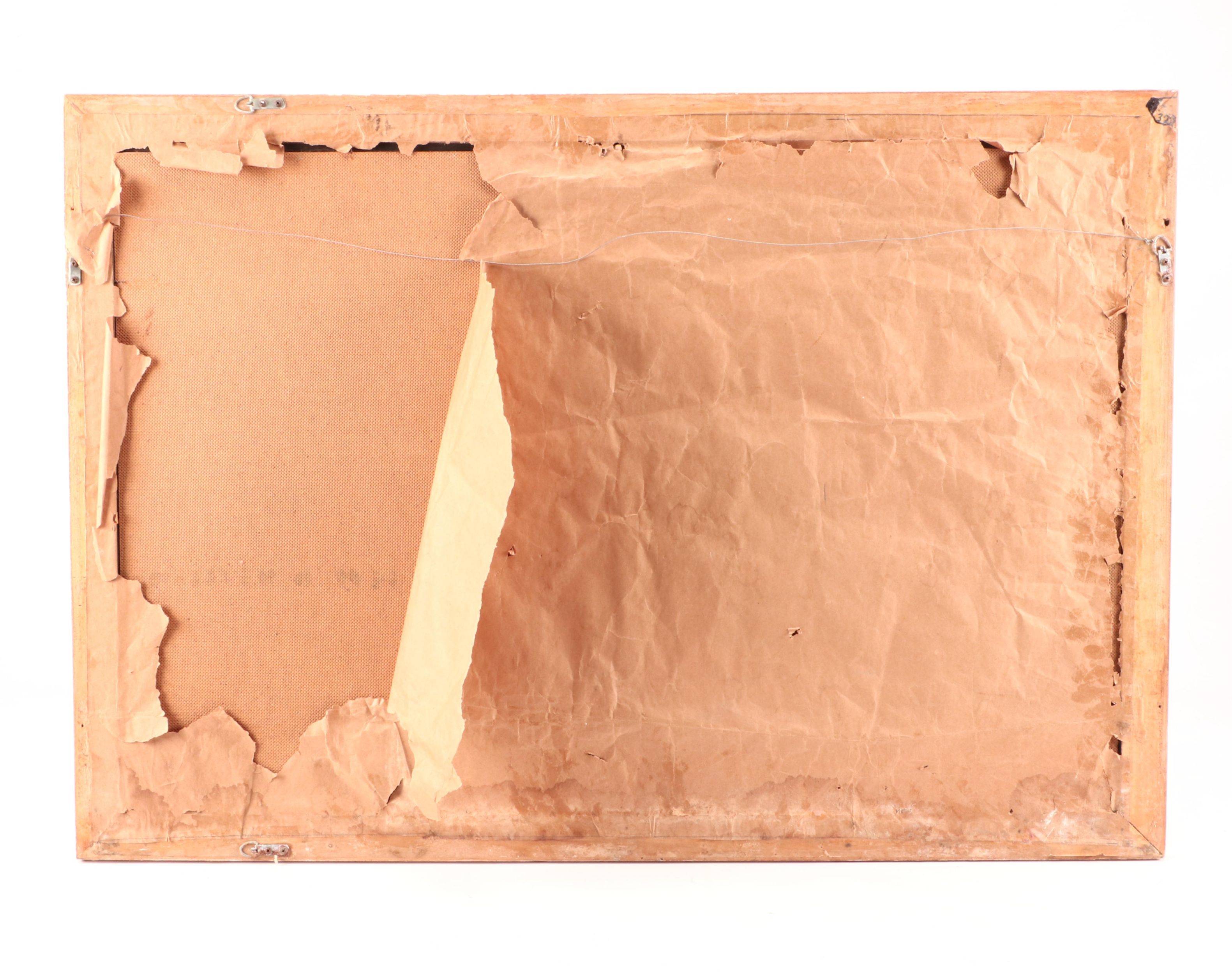 Oil Painting of Winter Scene with Covered Bridge