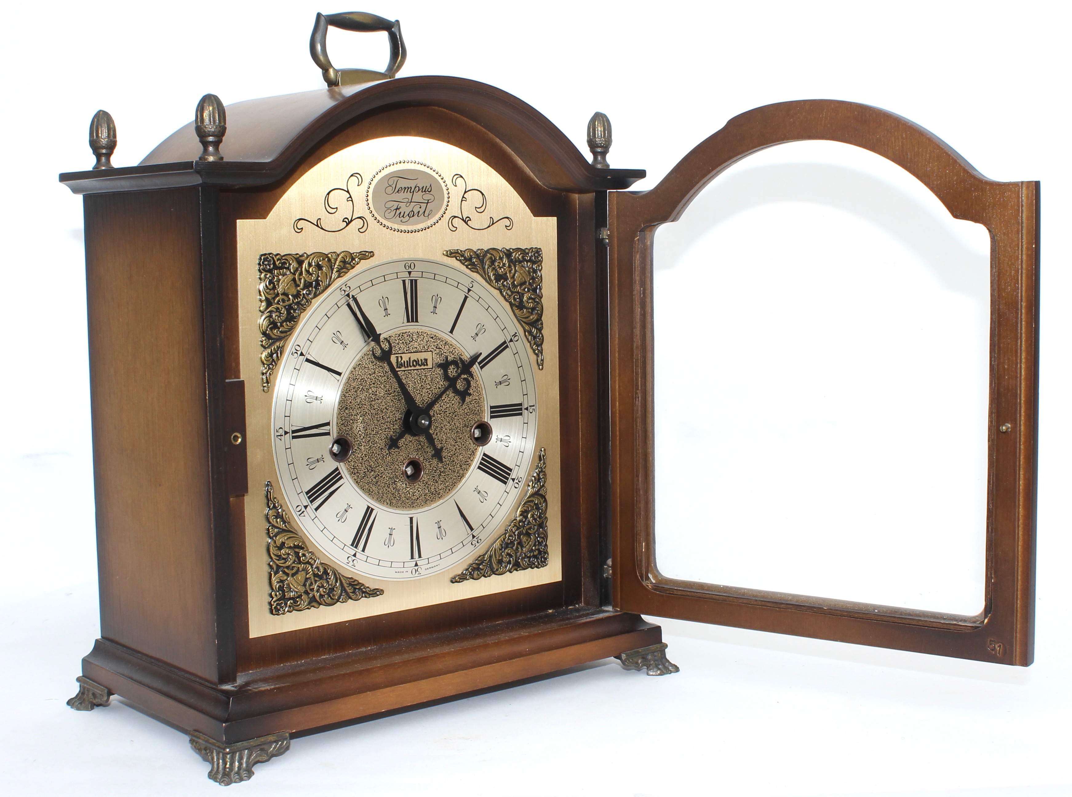 Vintage Bulova Tempus Fugit Chime Mantel Clock