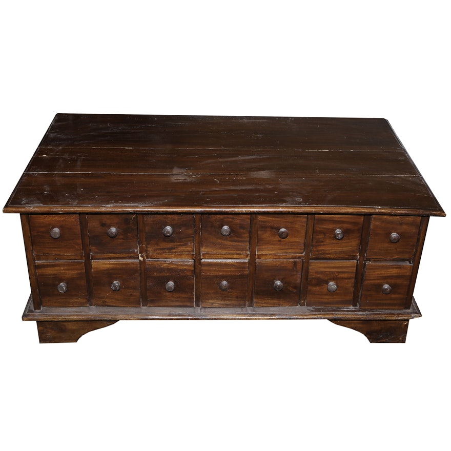 Antique Apothecary Style Oak Coffee Table