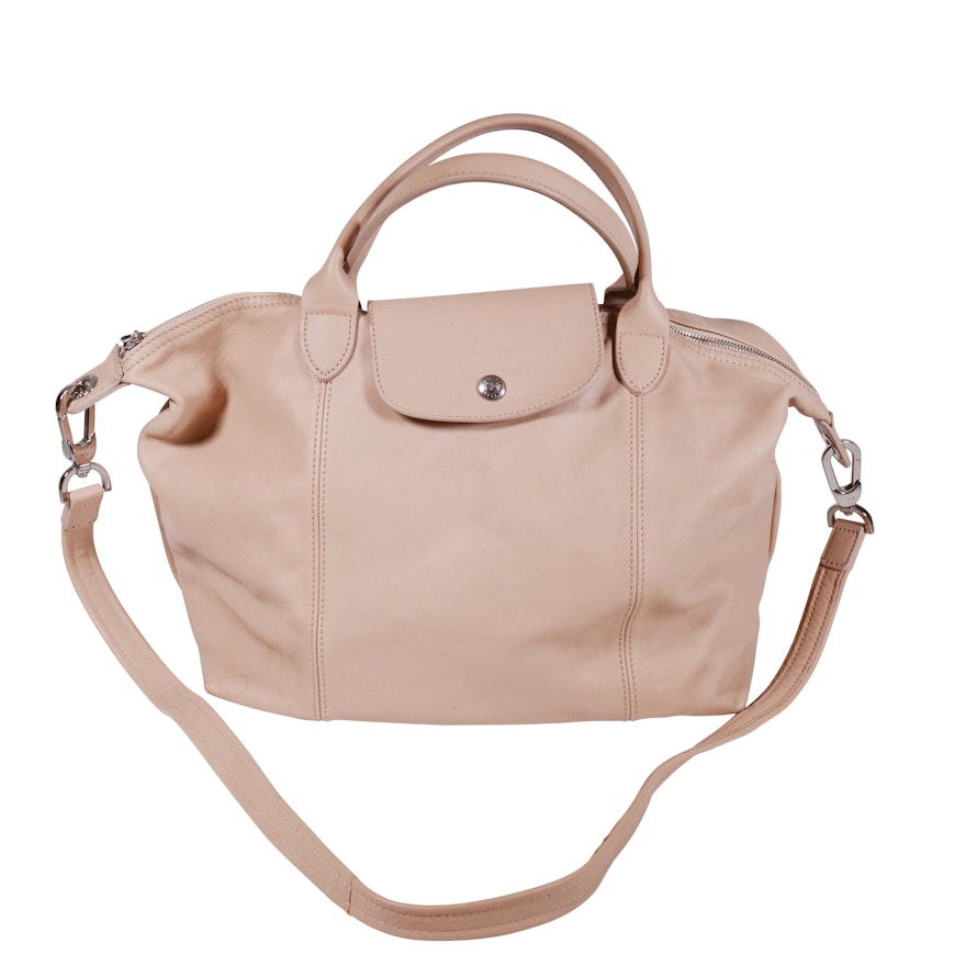 Longchamp Le Pliage Cuir Leather Handbag with Shoulder Strap