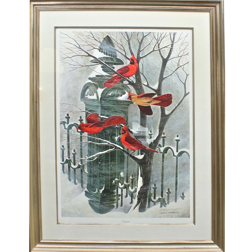 John Ruthven Limited Edition Offset Lithograph "Cardinals"