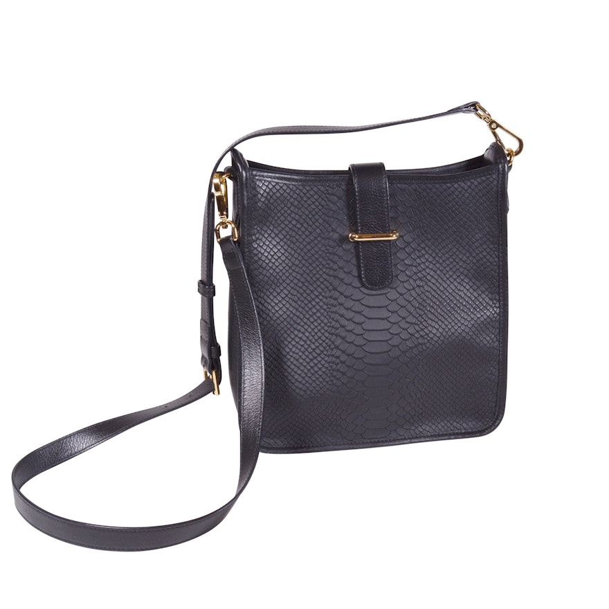 GiGi New York Black Embossed Leather Handbag