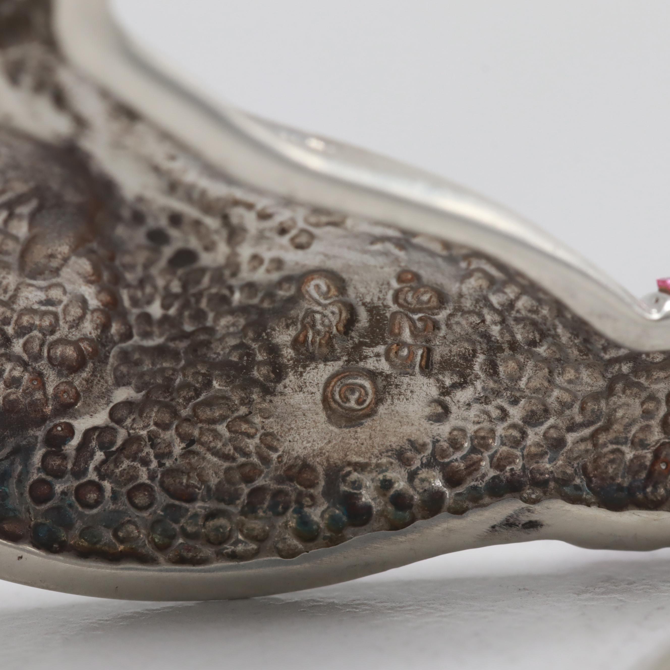 Sterling Silver Glass Crystal Cat Brooch