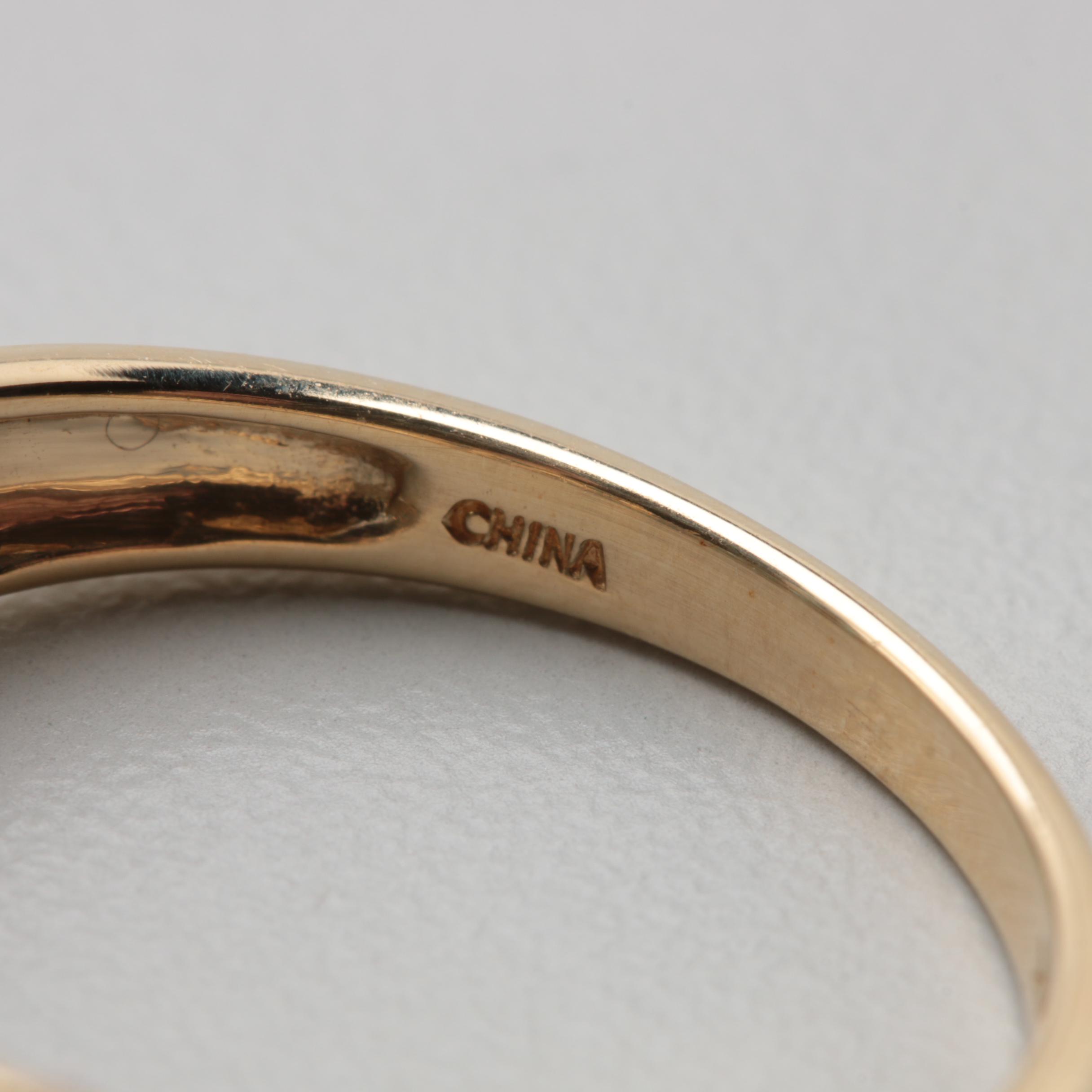 14K Yellow Gold Black Diamond and Apatite Ring