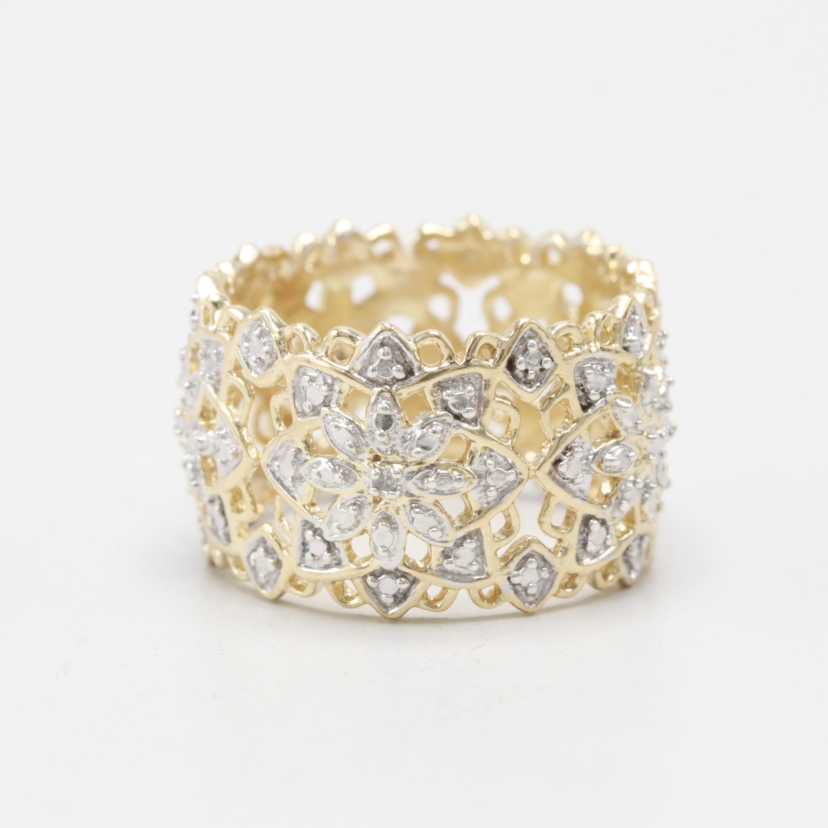Gold Washed Sterling Silver Diamond Ring