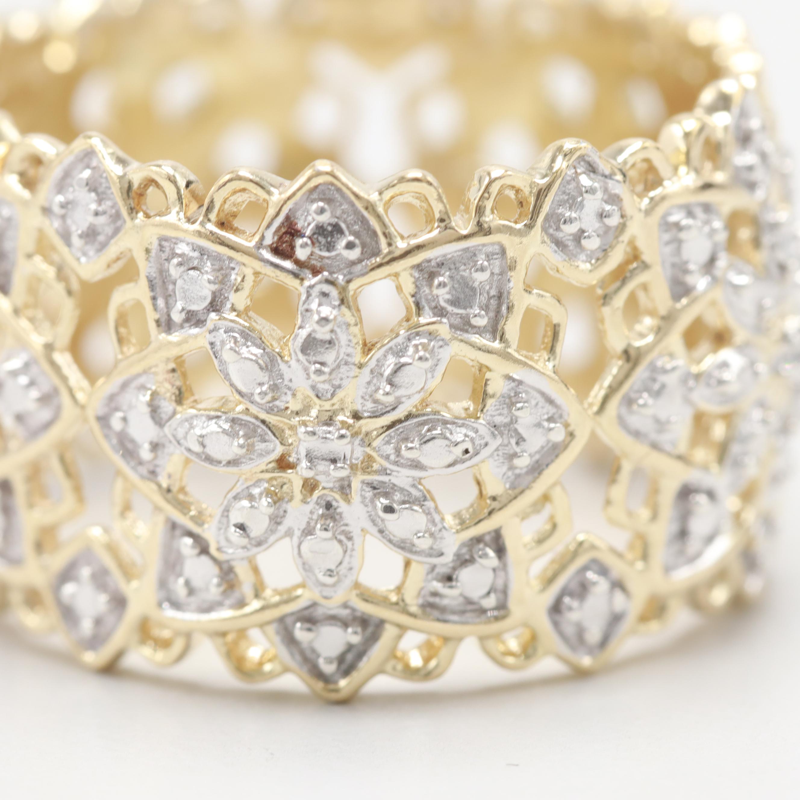 Gold Washed Sterling Silver Diamond Ring