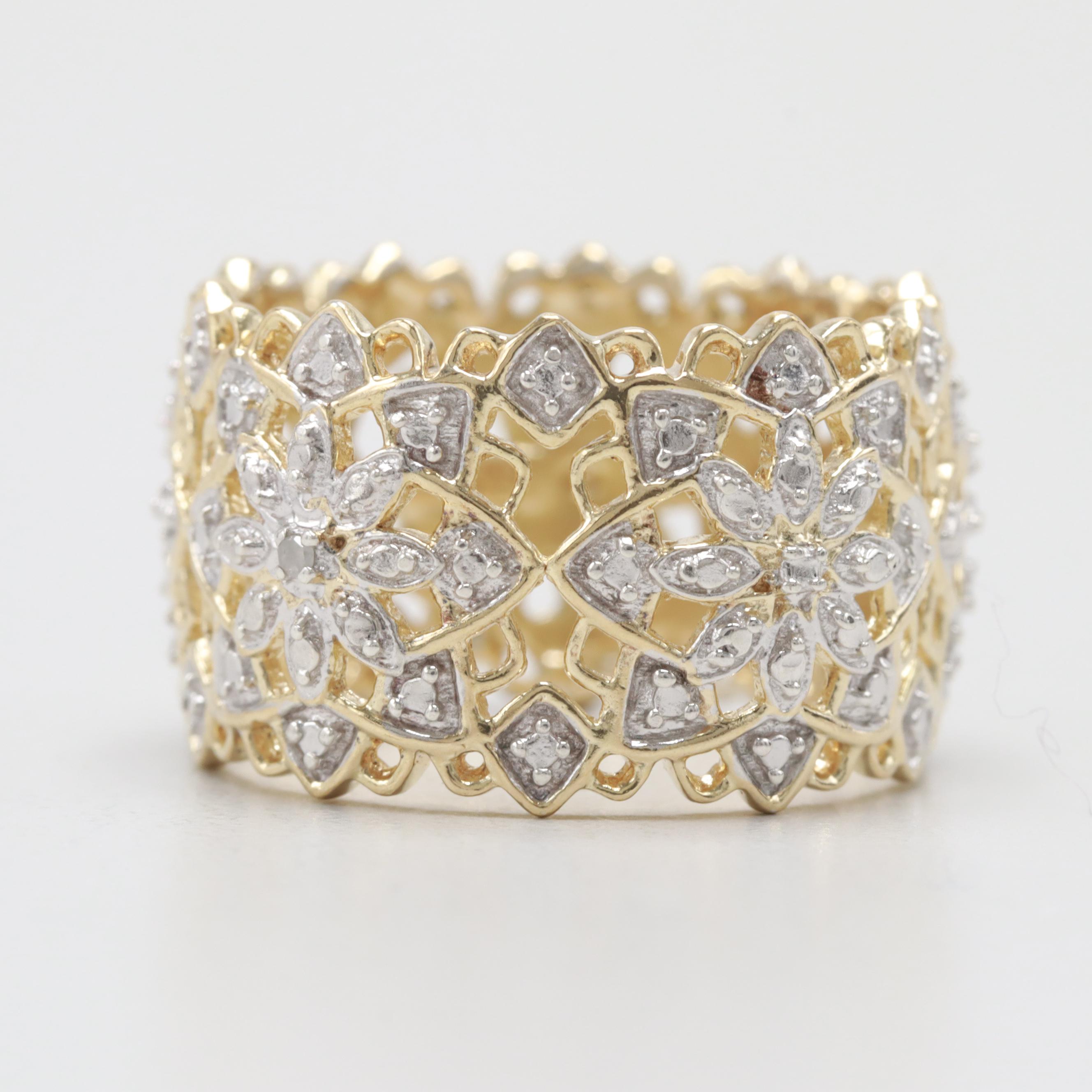Gold Washed Sterling Silver Diamond Ring