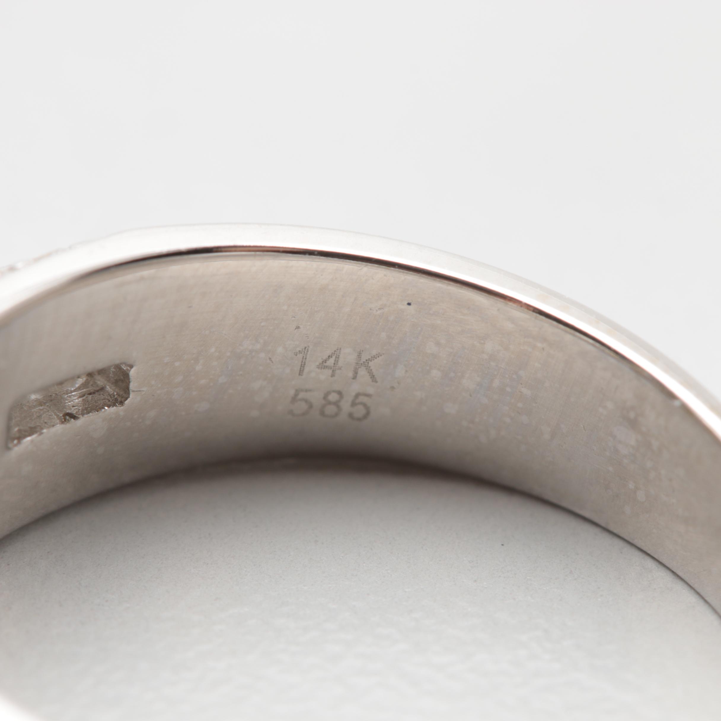 14K White Gold Sapphire and Diamond Ring