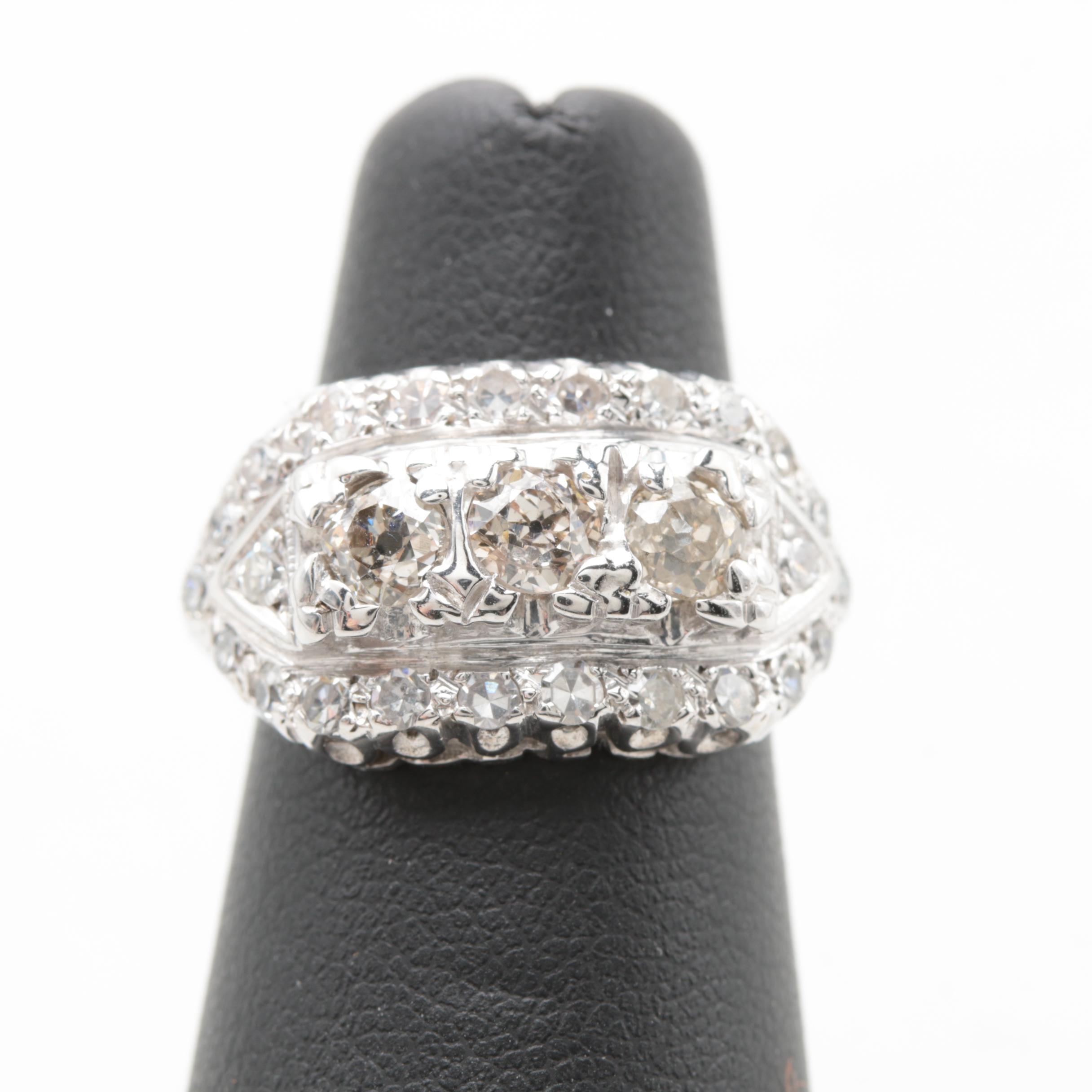 14K White Gold 1.35 CTW Diamond Ring