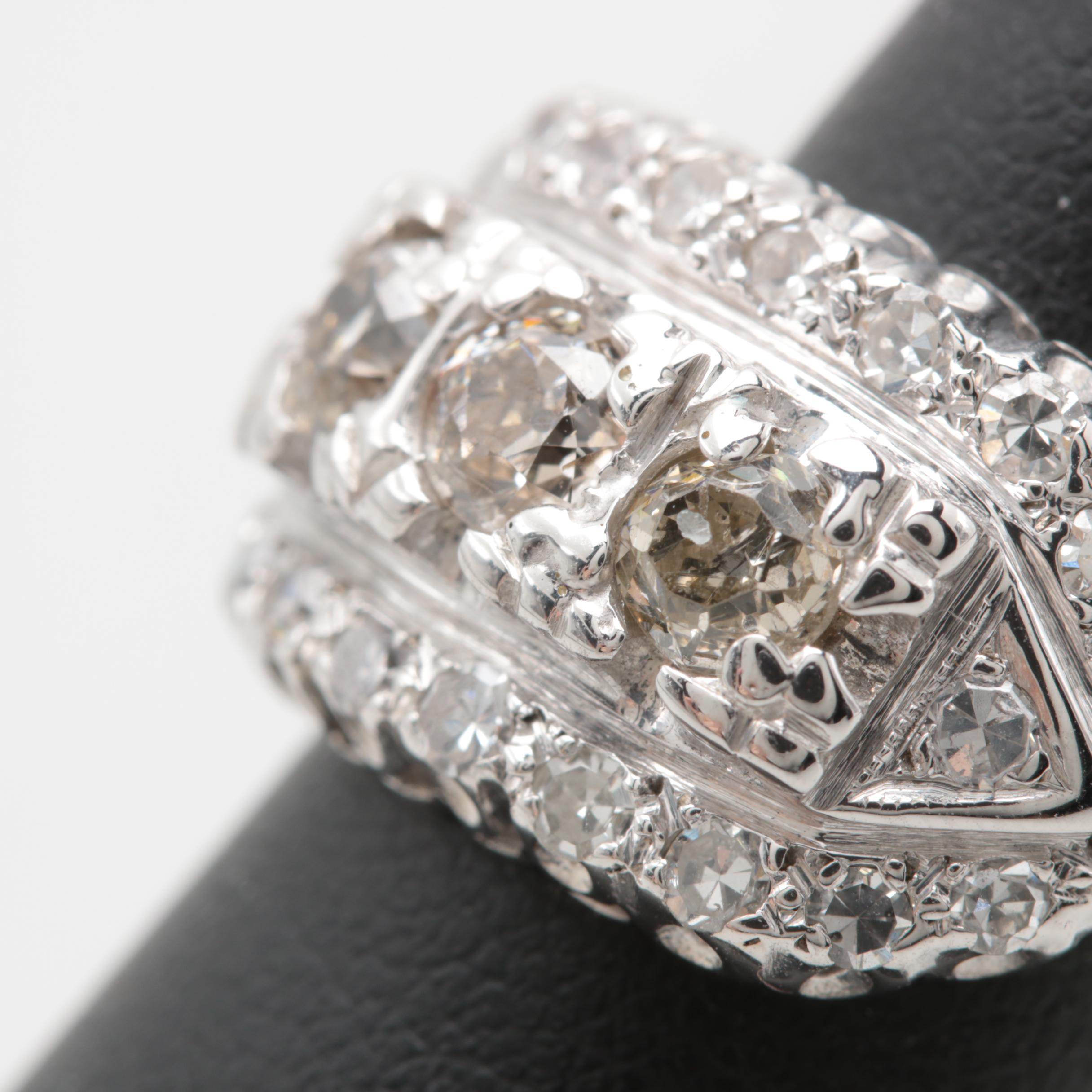 14K White Gold 1.35 CTW Diamond Ring