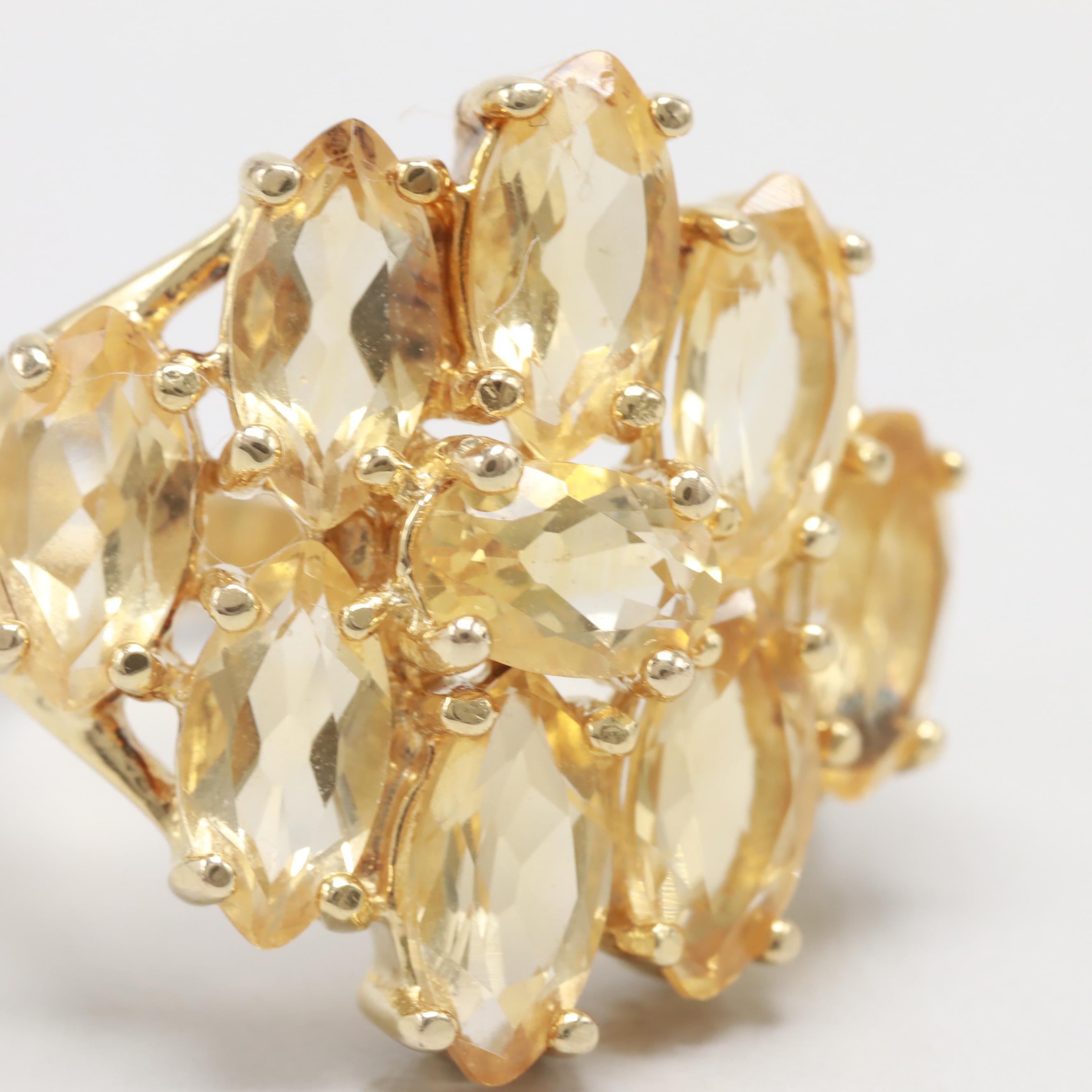 Gold Wash on Sterling Silver Citrine Ring