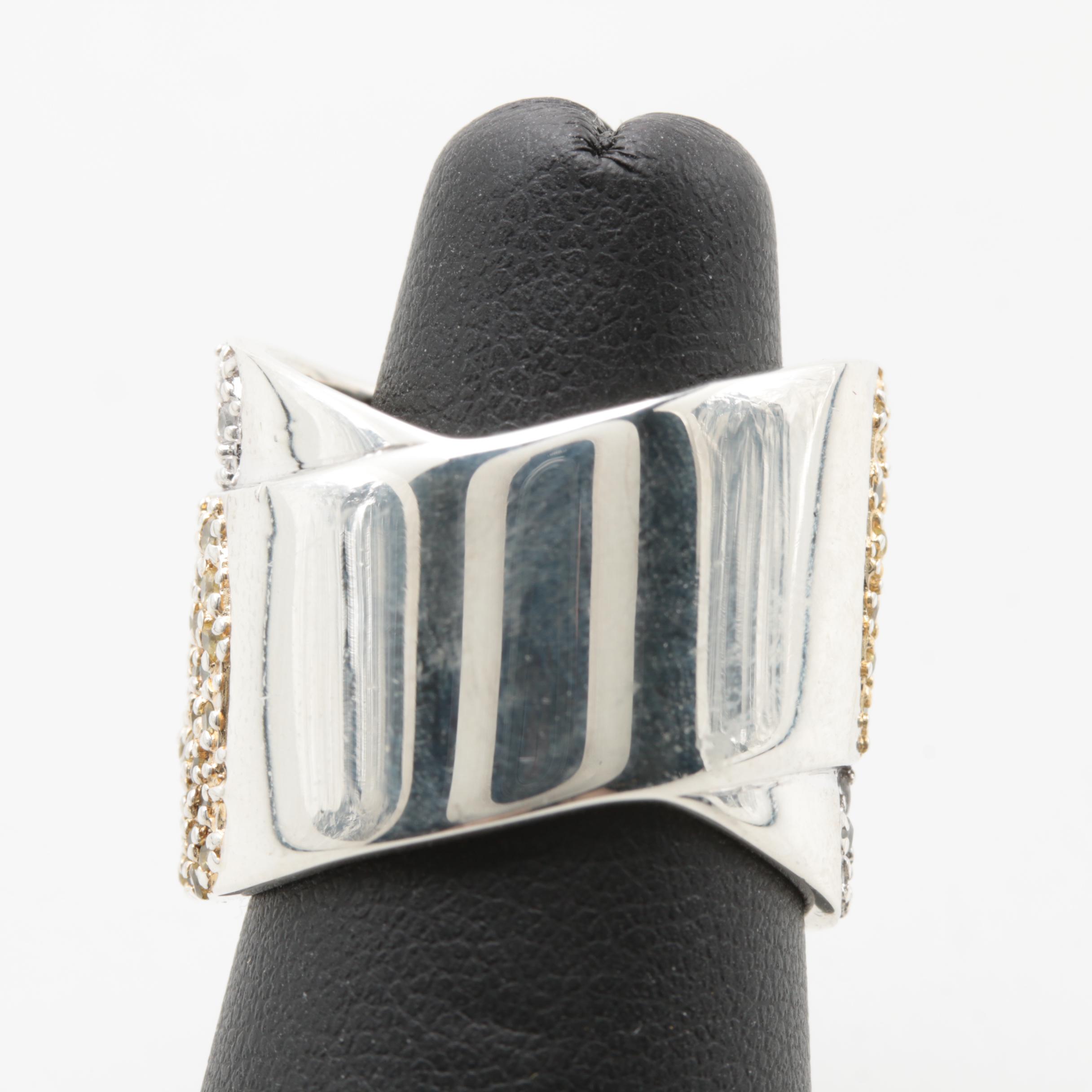 Sterling Silver Glass Ring