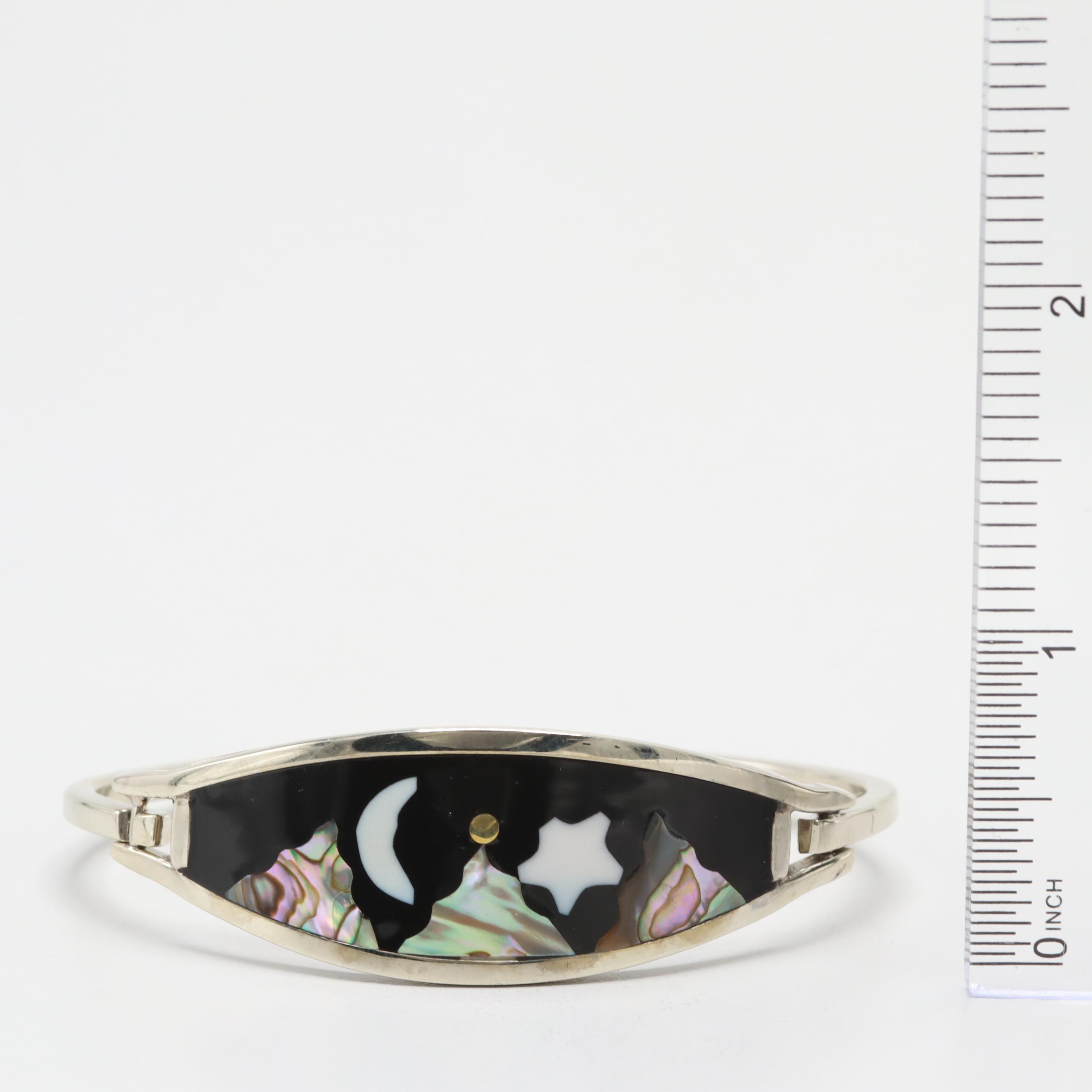 Alpaca Silver Abalone and Resin Inlay Bracelet