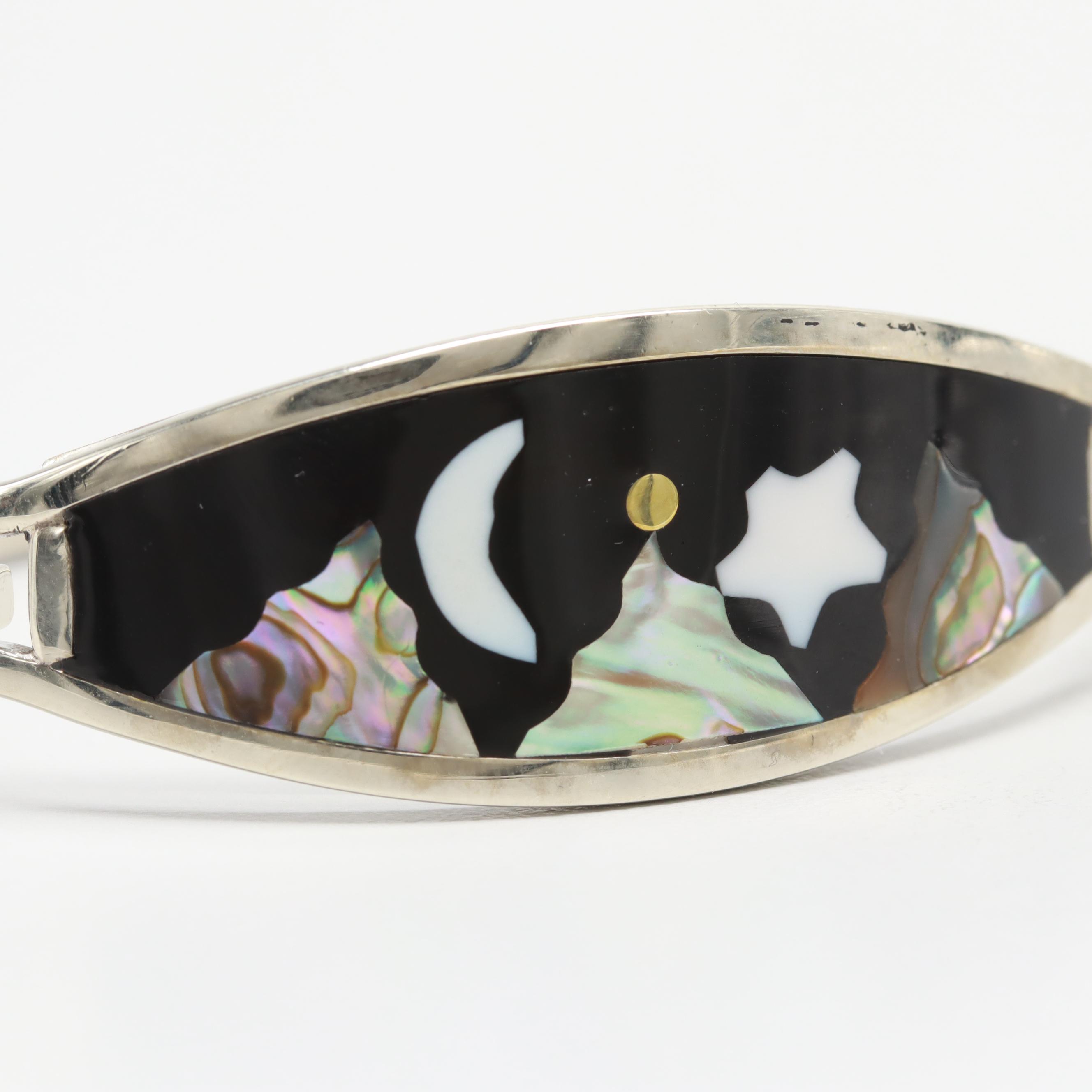 Alpaca Silver Abalone and Resin Inlay Bracelet