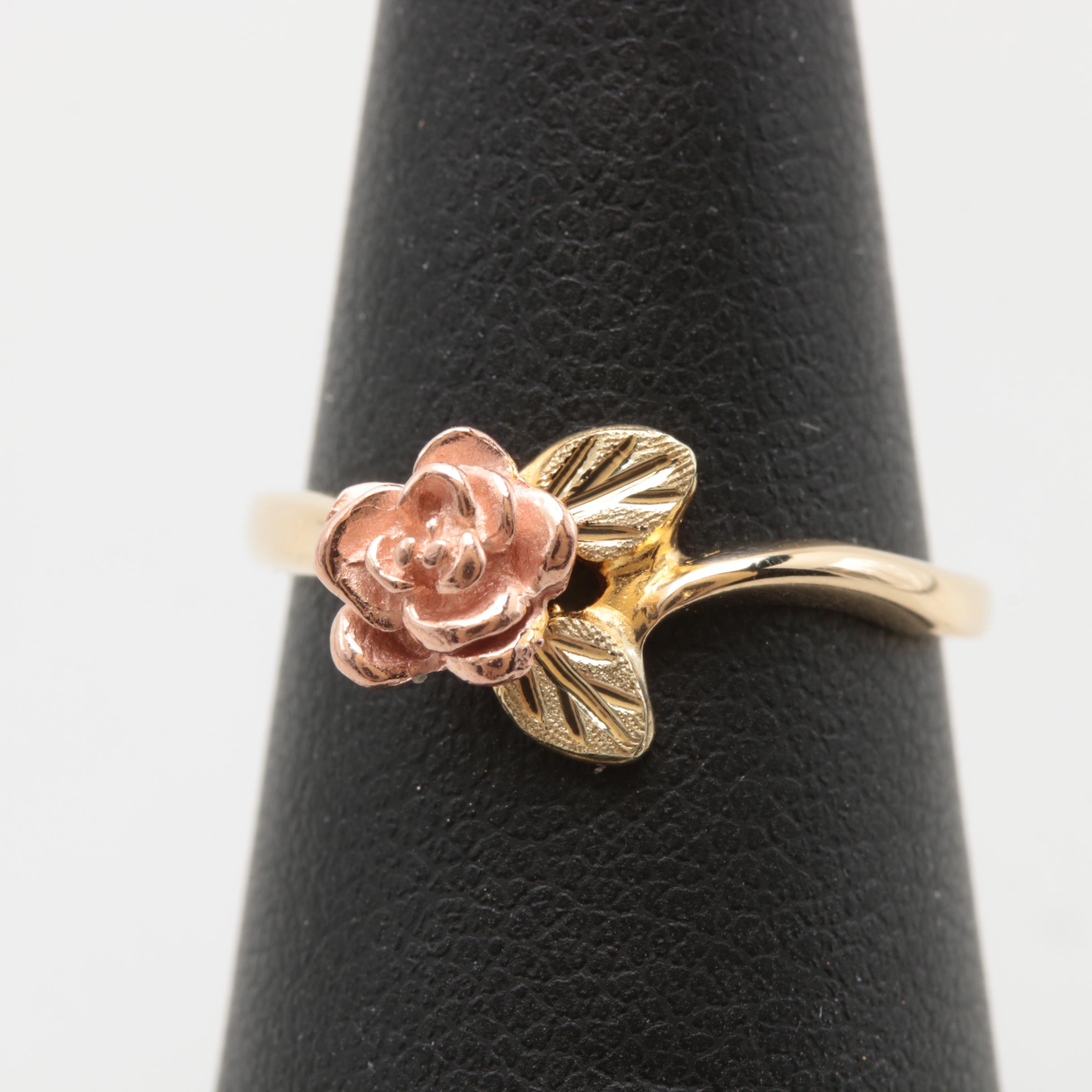 10K Yellow and Rose Gold Rose Ring