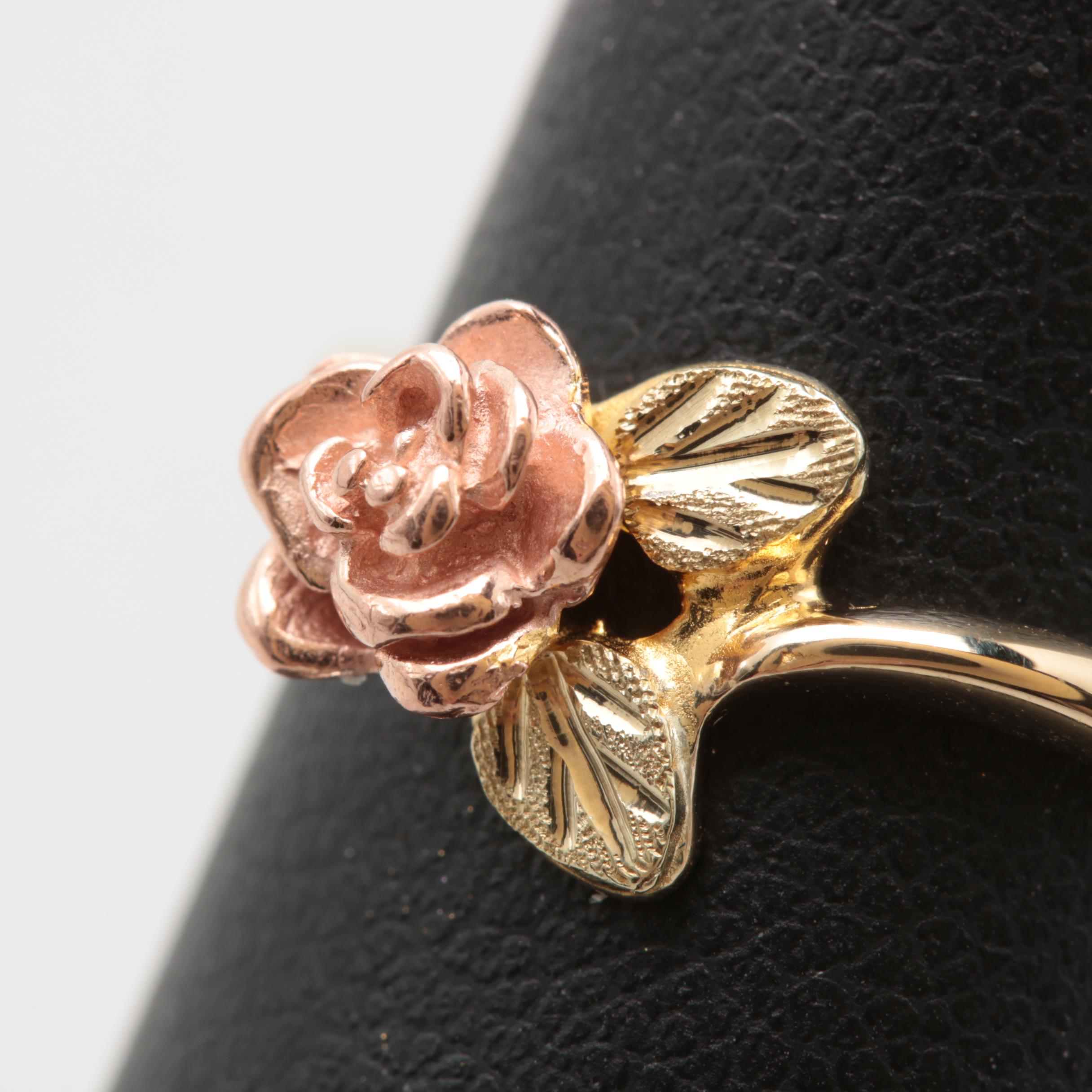 10K Yellow and Rose Gold Rose Ring