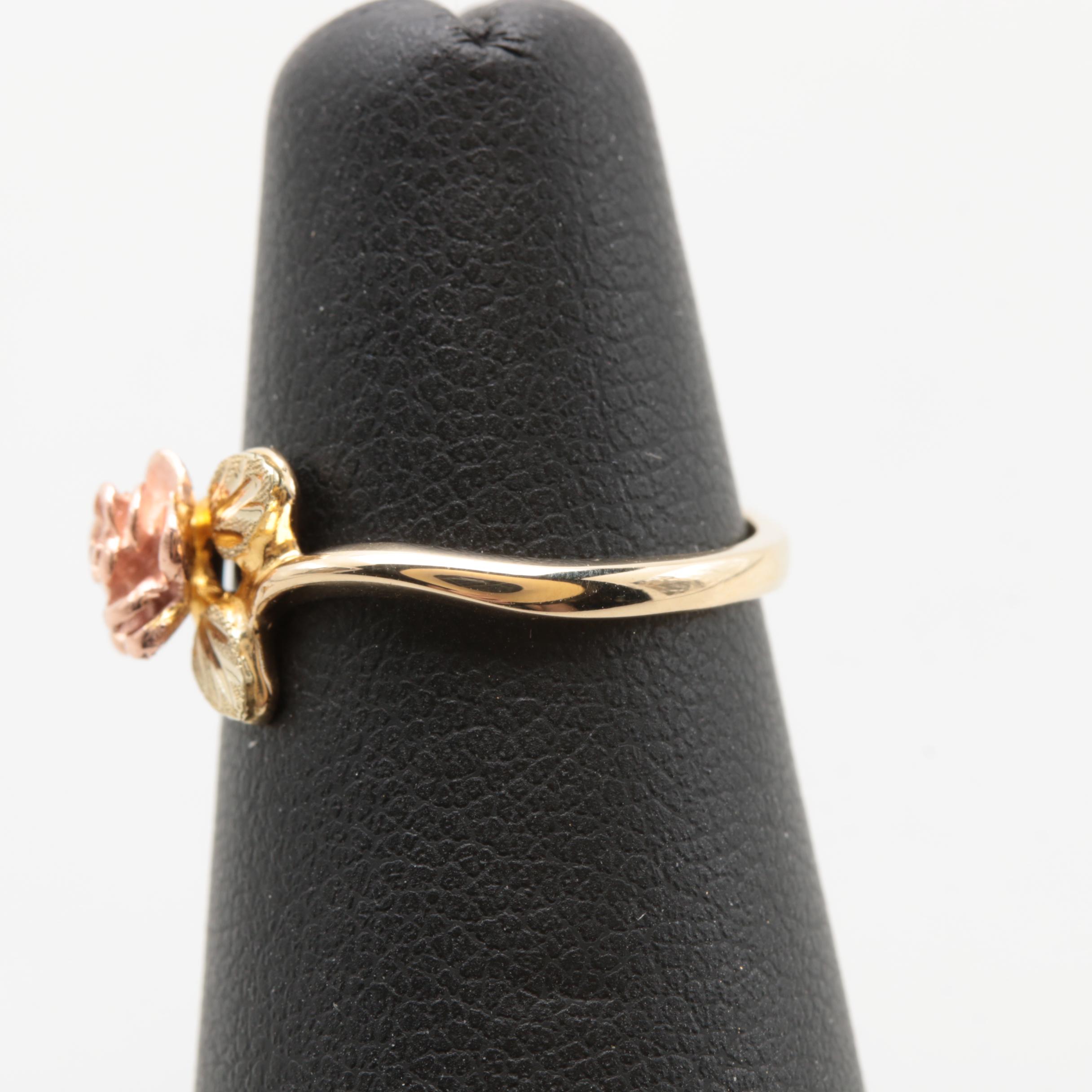 10K Yellow and Rose Gold Rose Ring