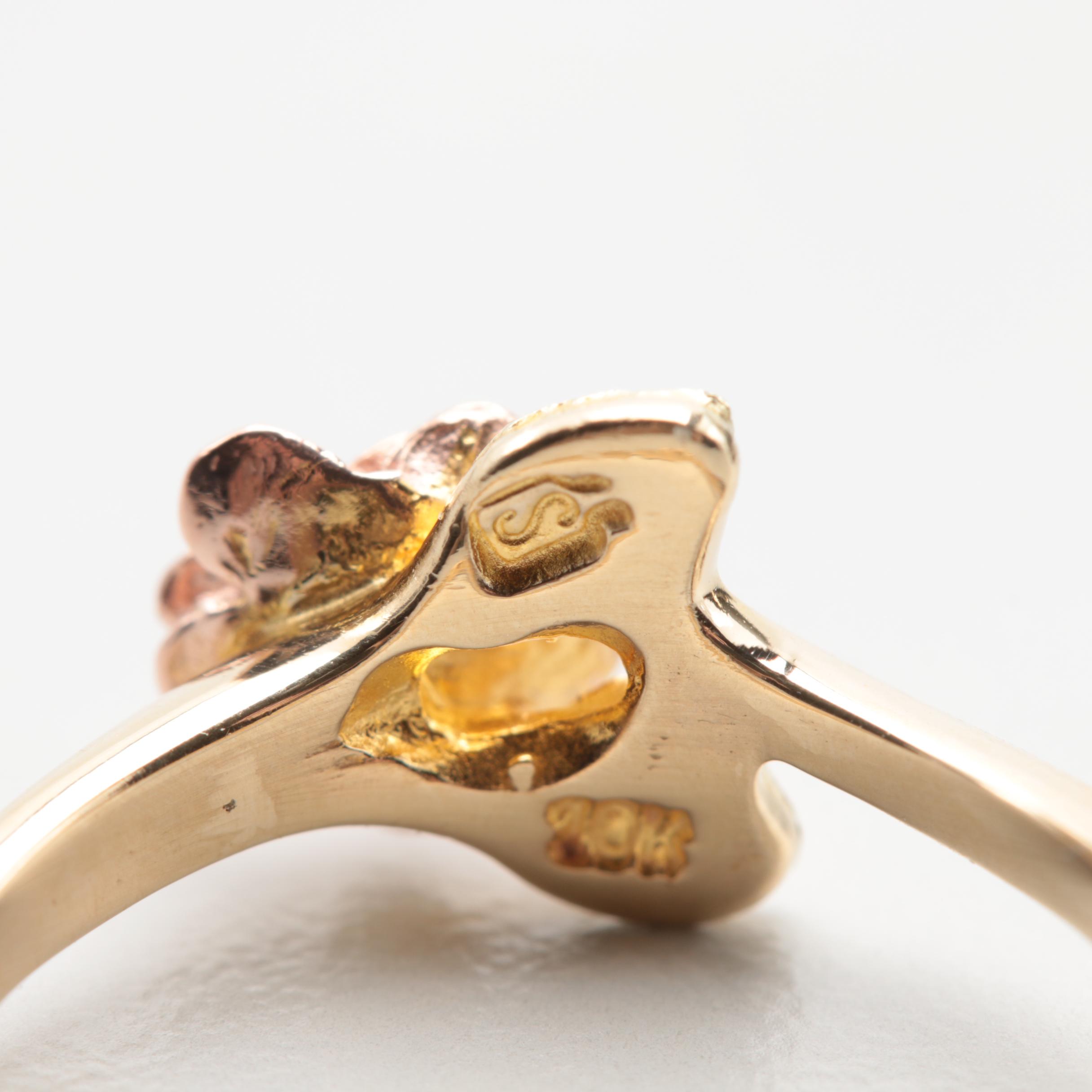 10K Yellow and Rose Gold Rose Ring