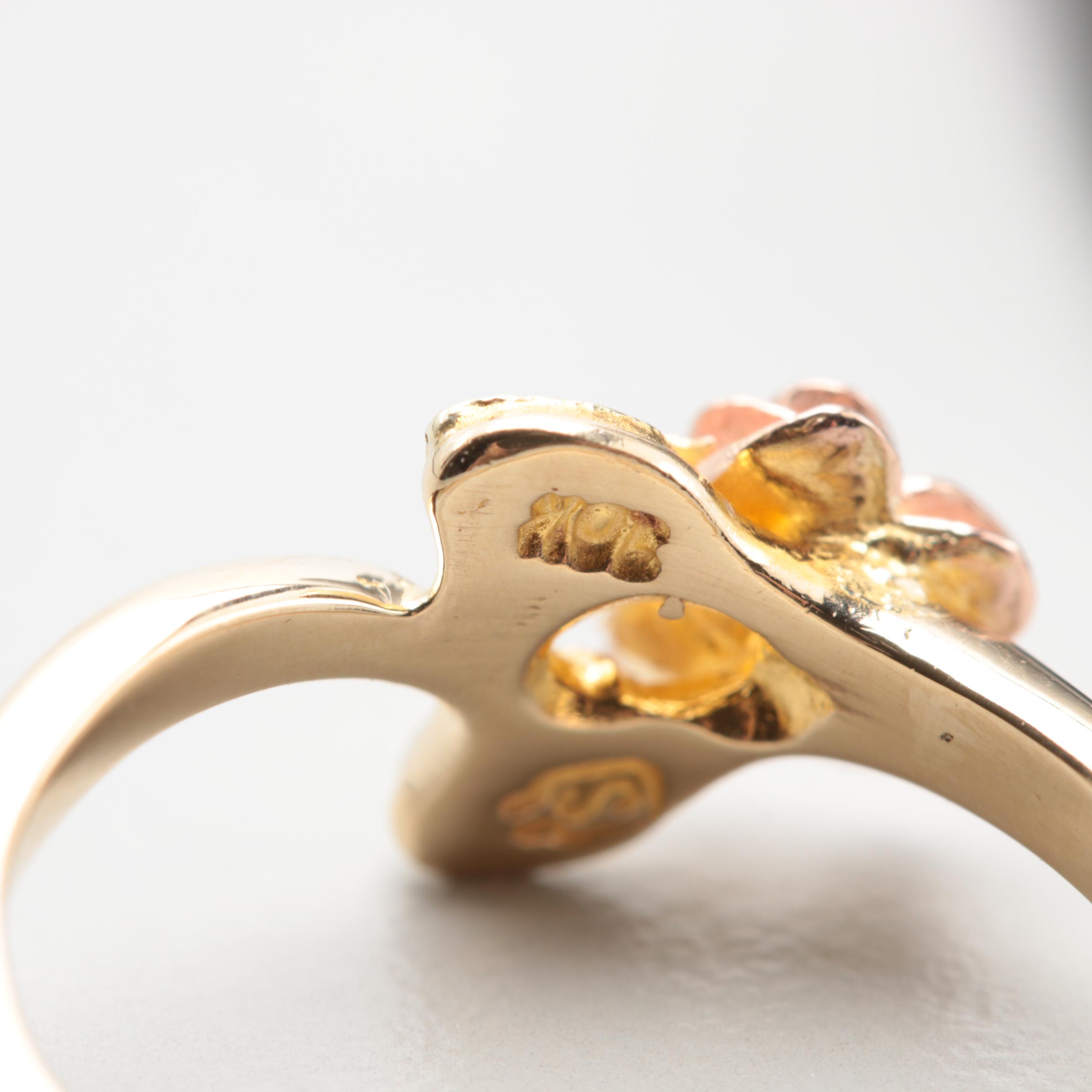 10K Yellow and Rose Gold Rose Ring