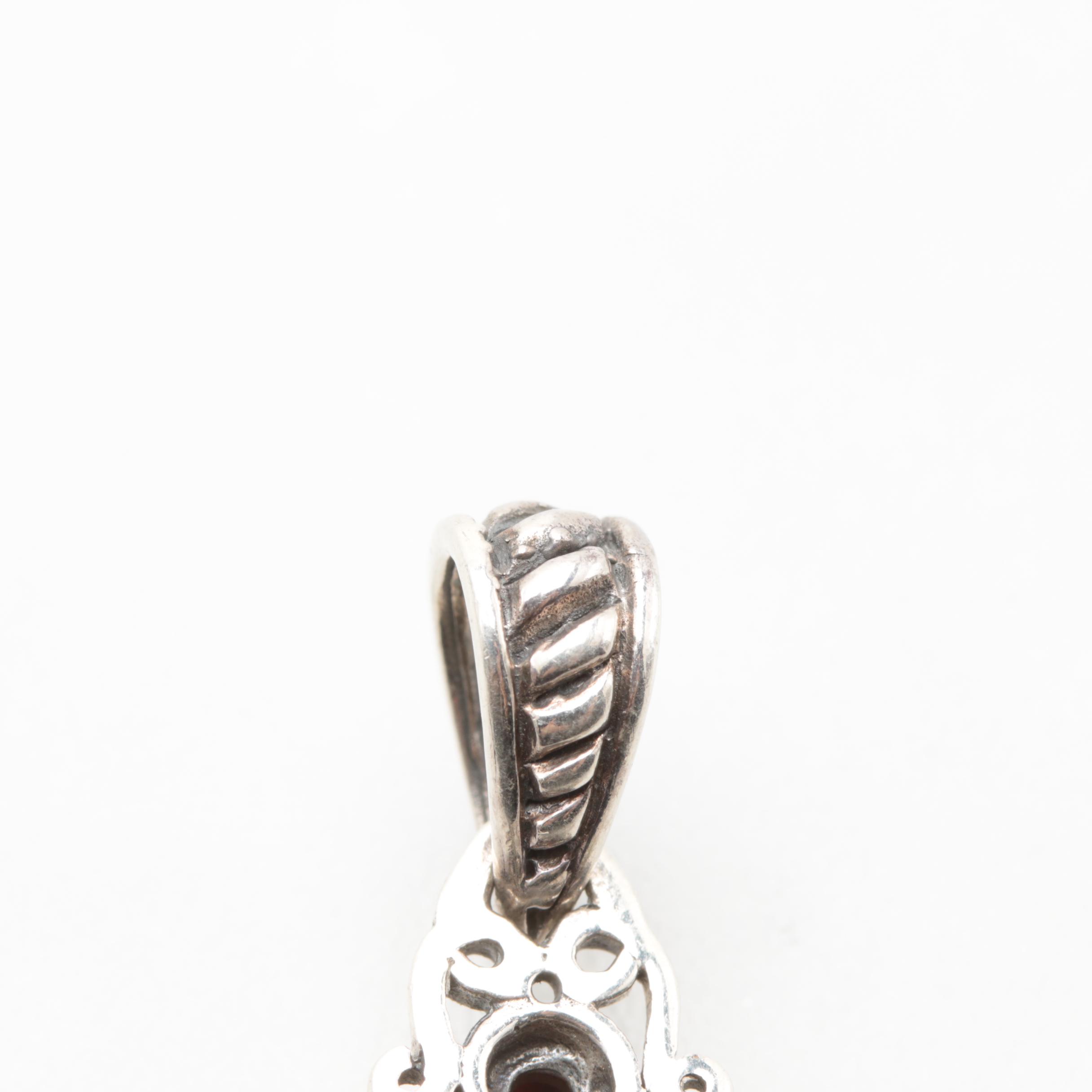 Sterling Silver Imitation Gemstone Cross Pendant