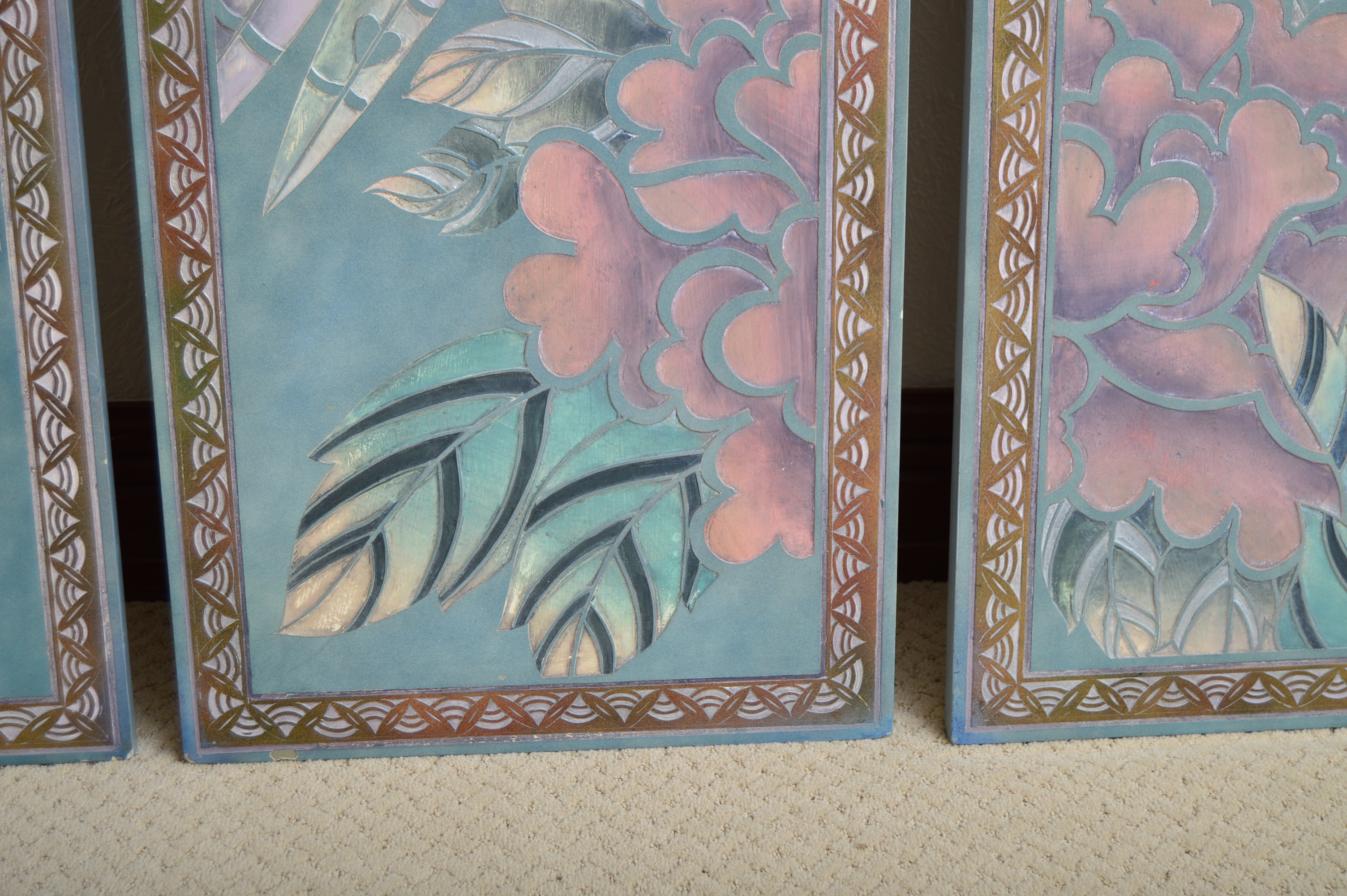 Chinese Style Painted Wood Wall Panels