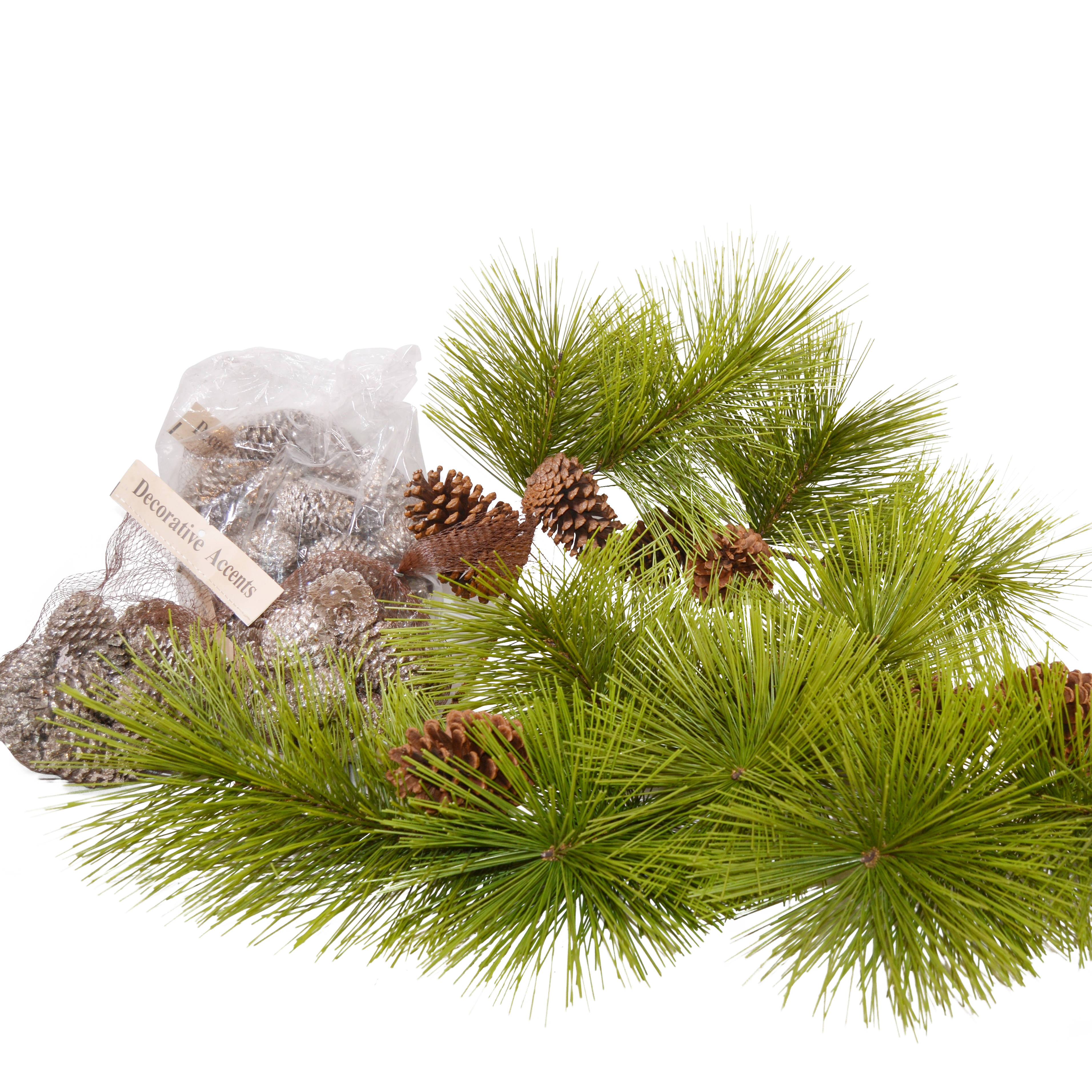 Collection of Decorative Pine Cones and Faux Branches
