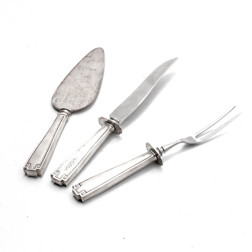 Vintage Carving Set with Sterling Silver Handles