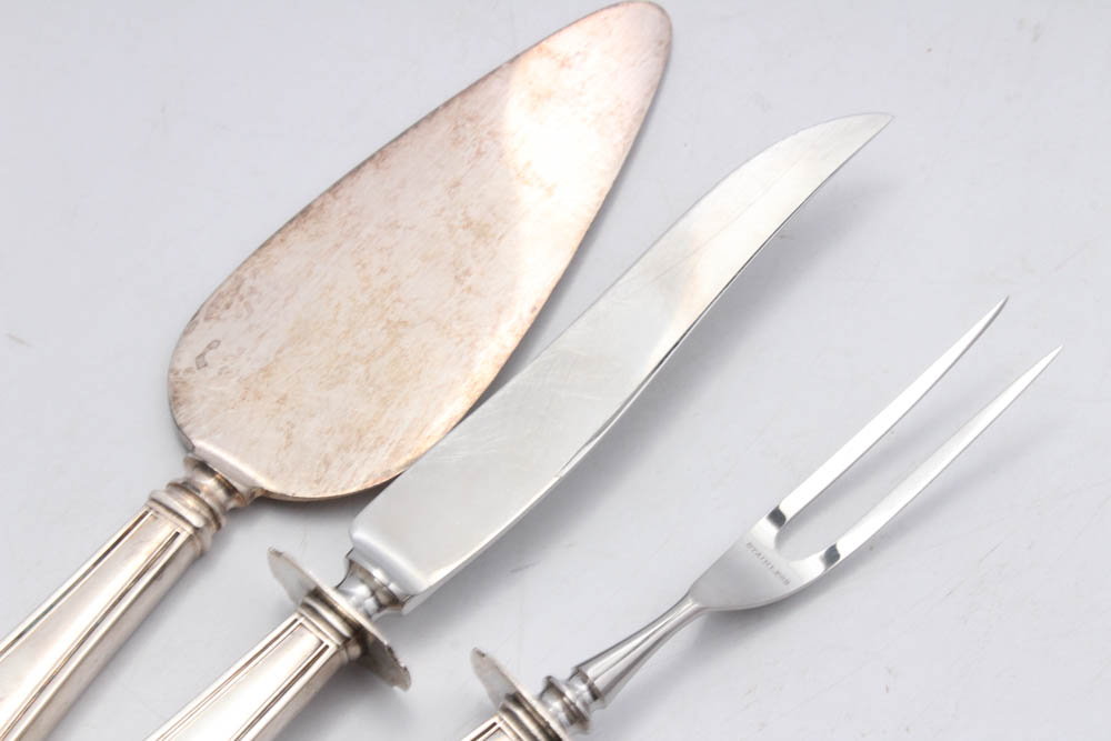 Vintage Carving Set with Sterling Silver Handles