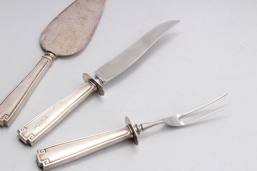 Vintage Carving Set with Sterling Silver Handles