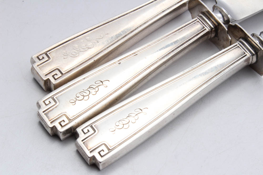 Vintage Carving Set with Sterling Silver Handles