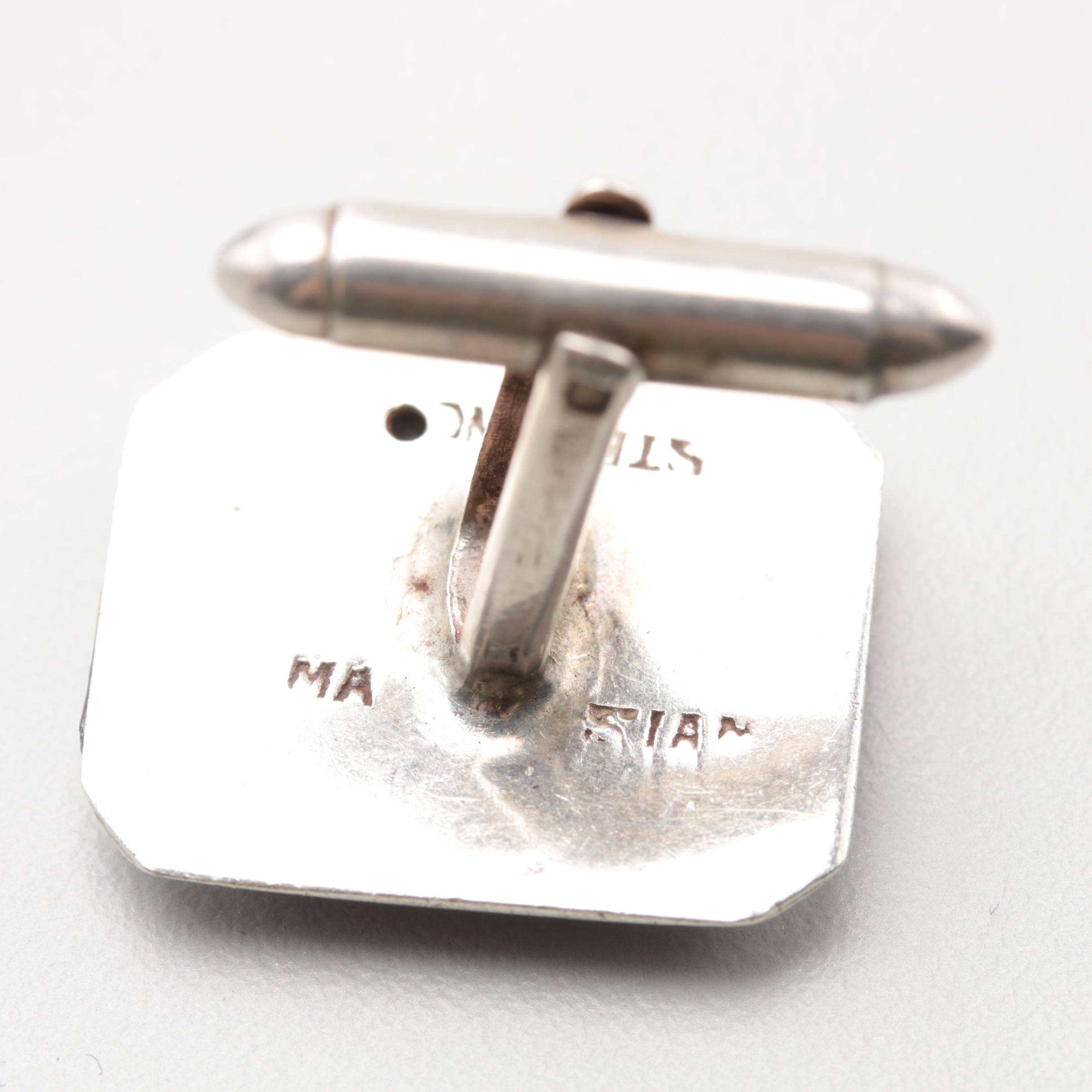 Sterling Silver "Mekkala" Niello Bracelet, Tie Bar, Cuff Links and Barrette