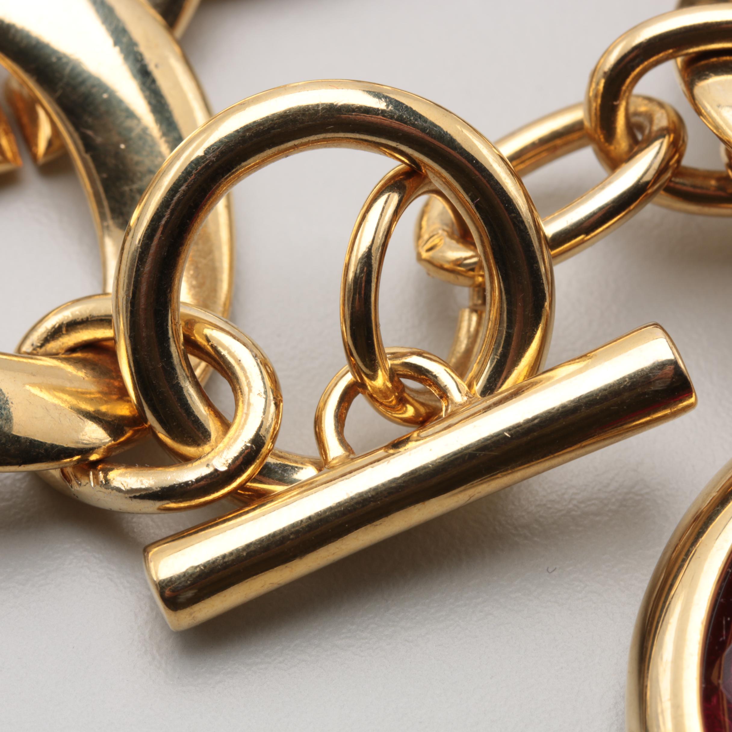 Gold Tone Faceted Glass Pendant Bracelet